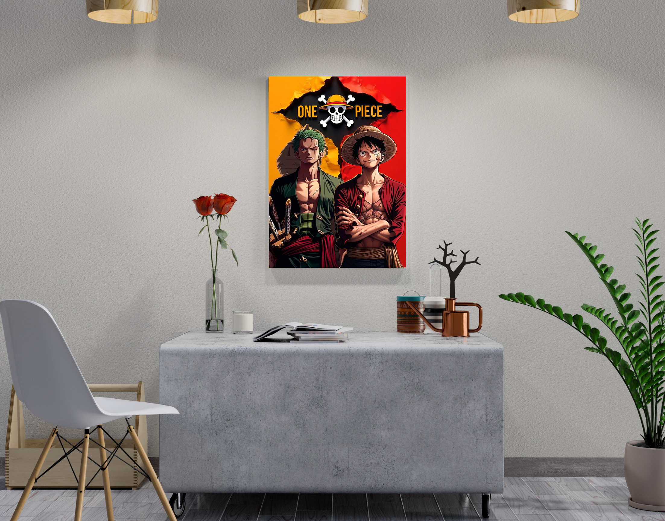 "One Piece: Monkey d luffy and Zoro"- Shiny & Sturdy Metallic Poster  Art That Pops & Sticks