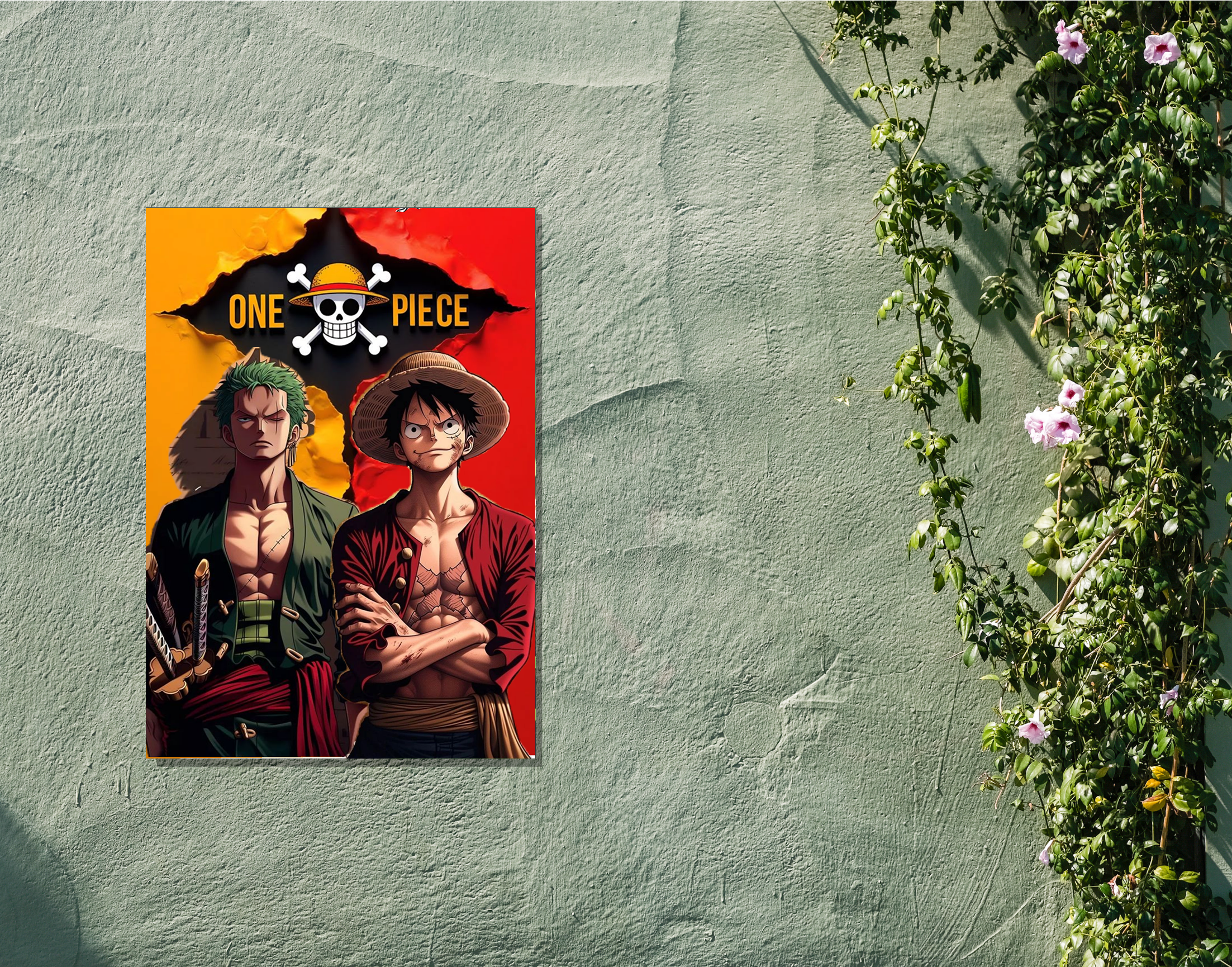 "One Piece: Monkey d luffy and Zoro"- Shiny & Sturdy Metallic Poster  Art That Pops & Sticks