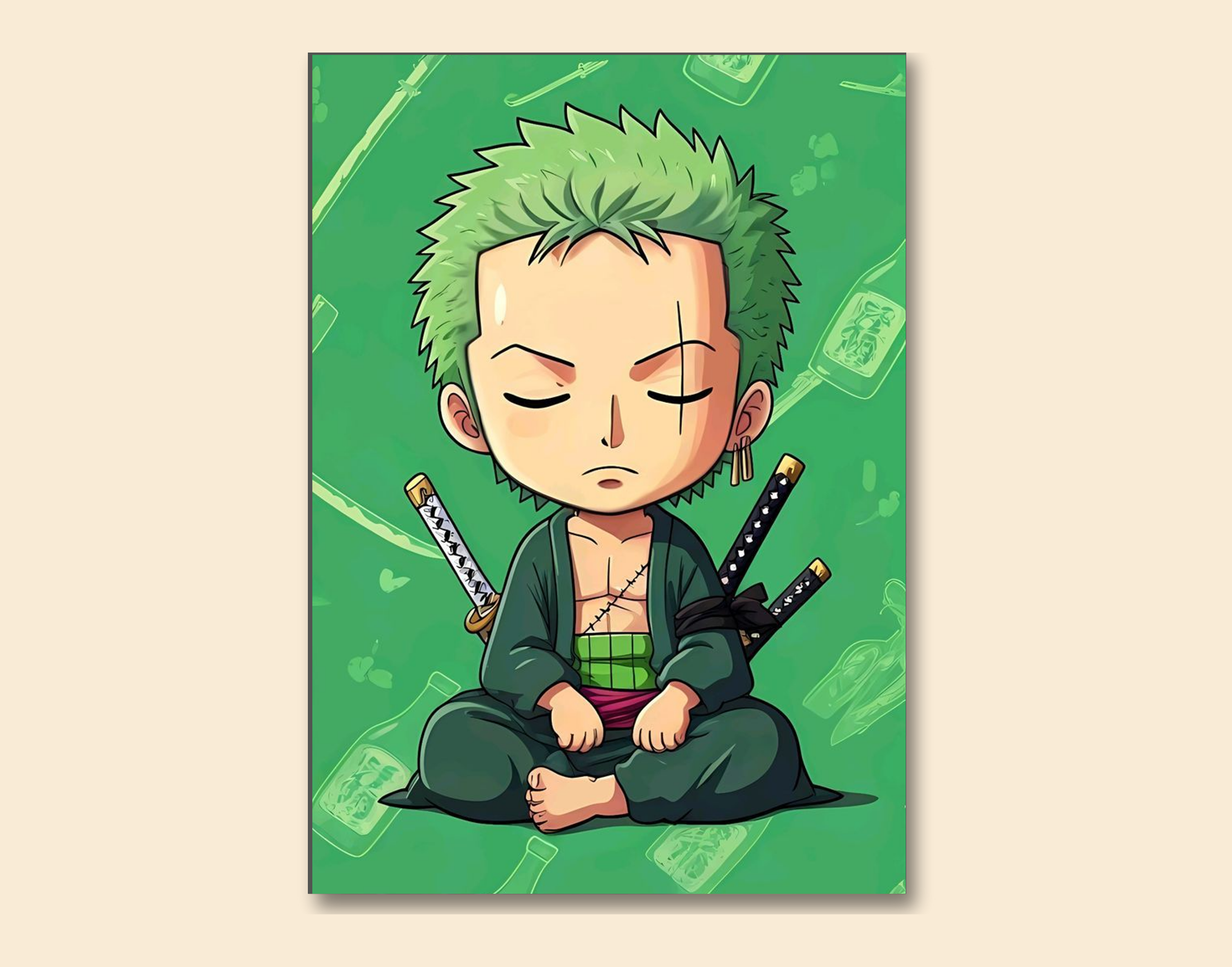 "One Piece: Baby Zoro"- Shiny & Sturdy Metallic Poster  Art That Pops & Sticks