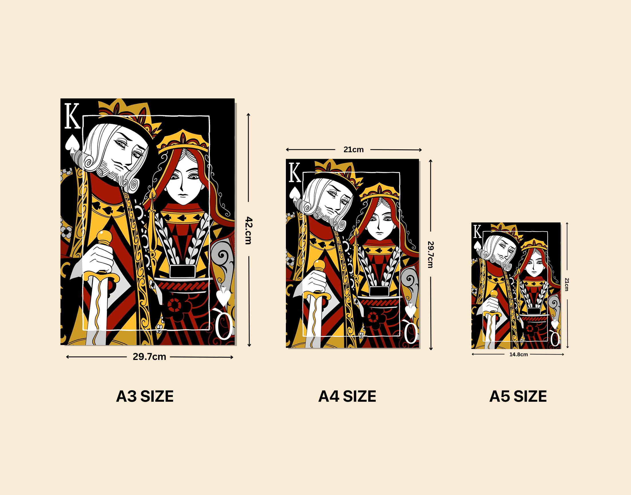 "King & Queen Card"- Shiny & Sturdy Metallic Poster  Art That Pops & Sticks