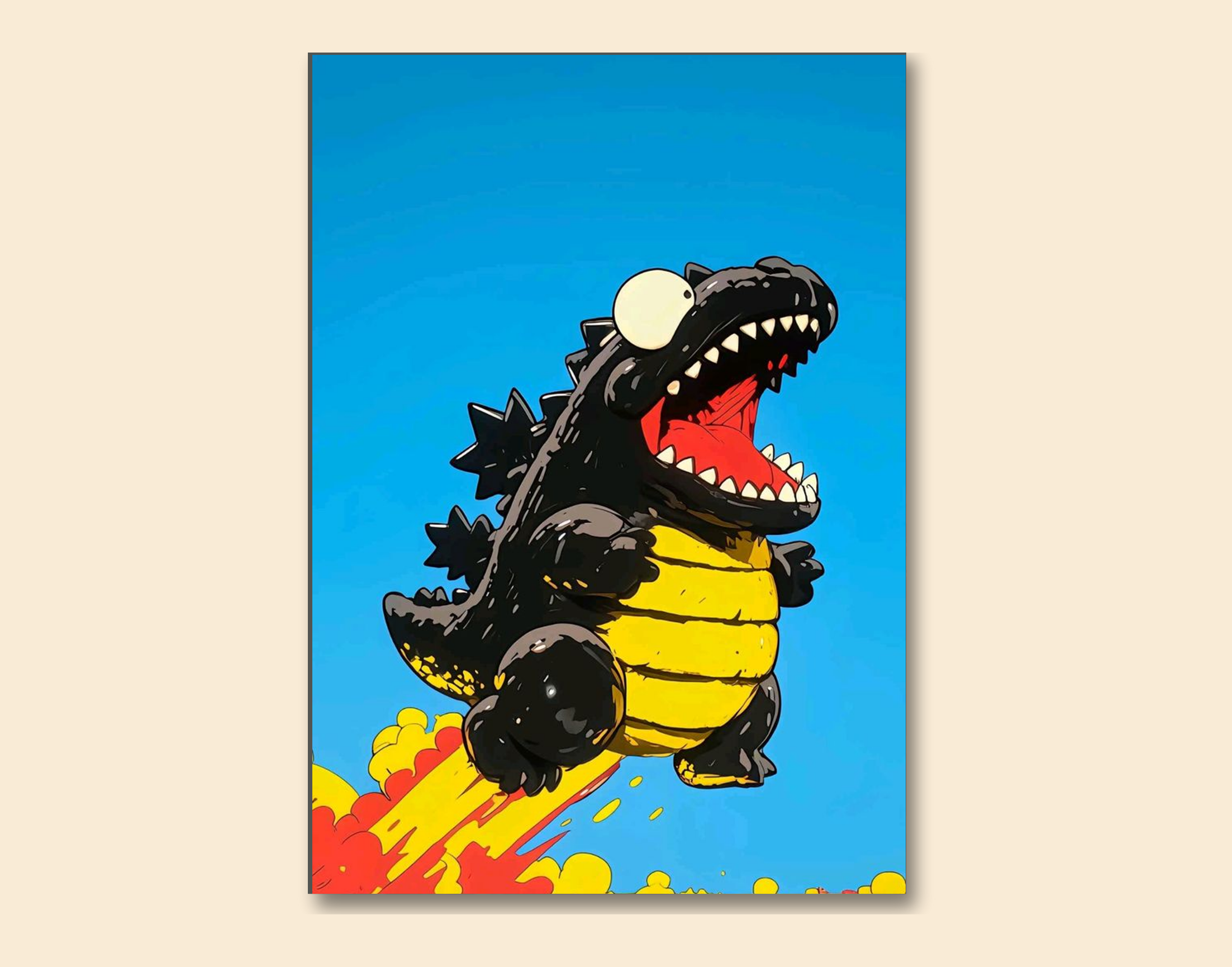 "Baby Dino in the Sky"- Shiny & Sturdy Metallic Poster  Art That Pops & Sticks