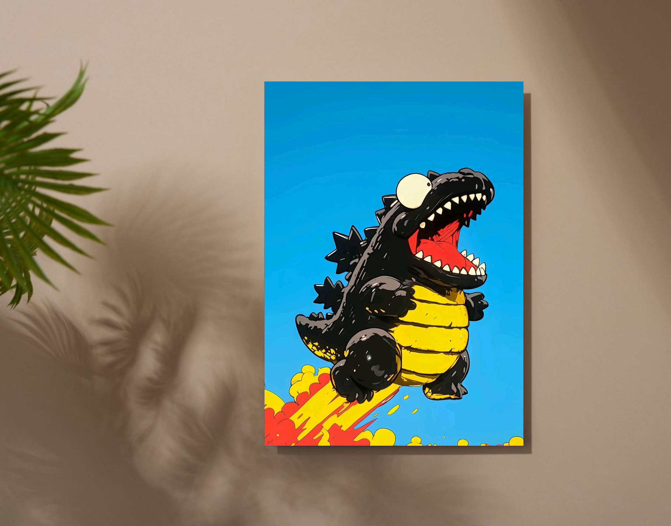 "Baby Dino in the Sky"- Shiny & Sturdy Metallic Poster  Art That Pops & Sticks
