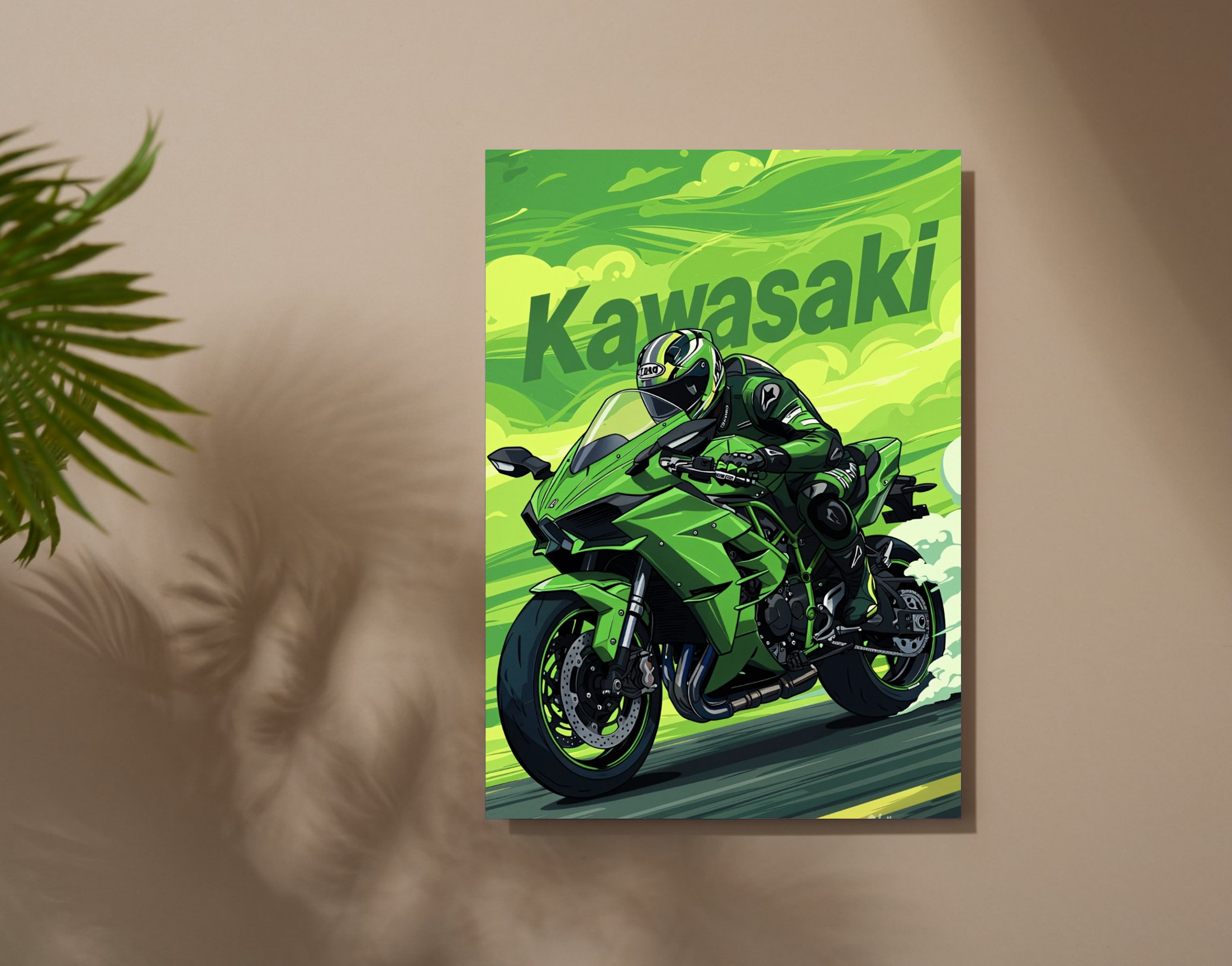 "Kawasaki- Green View"- Shiny & Sturdy Metallic Poster  Art That Pops & Sticks