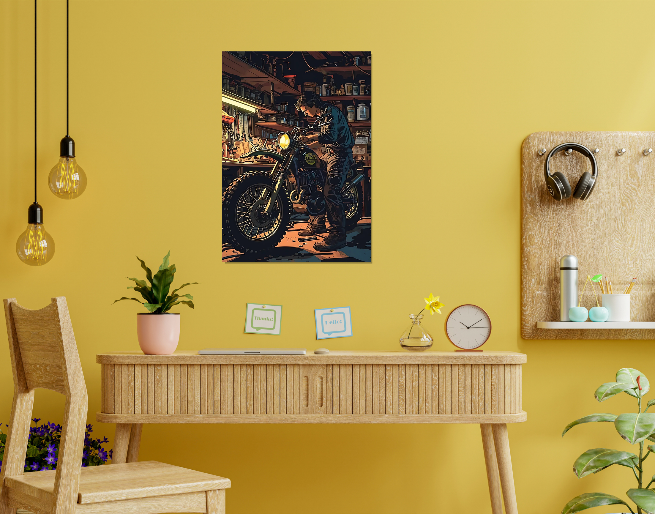 "Bike Lover- Garage Time"- Shiny & Sturdy Metallic Poster  Art That Pops & Sticks