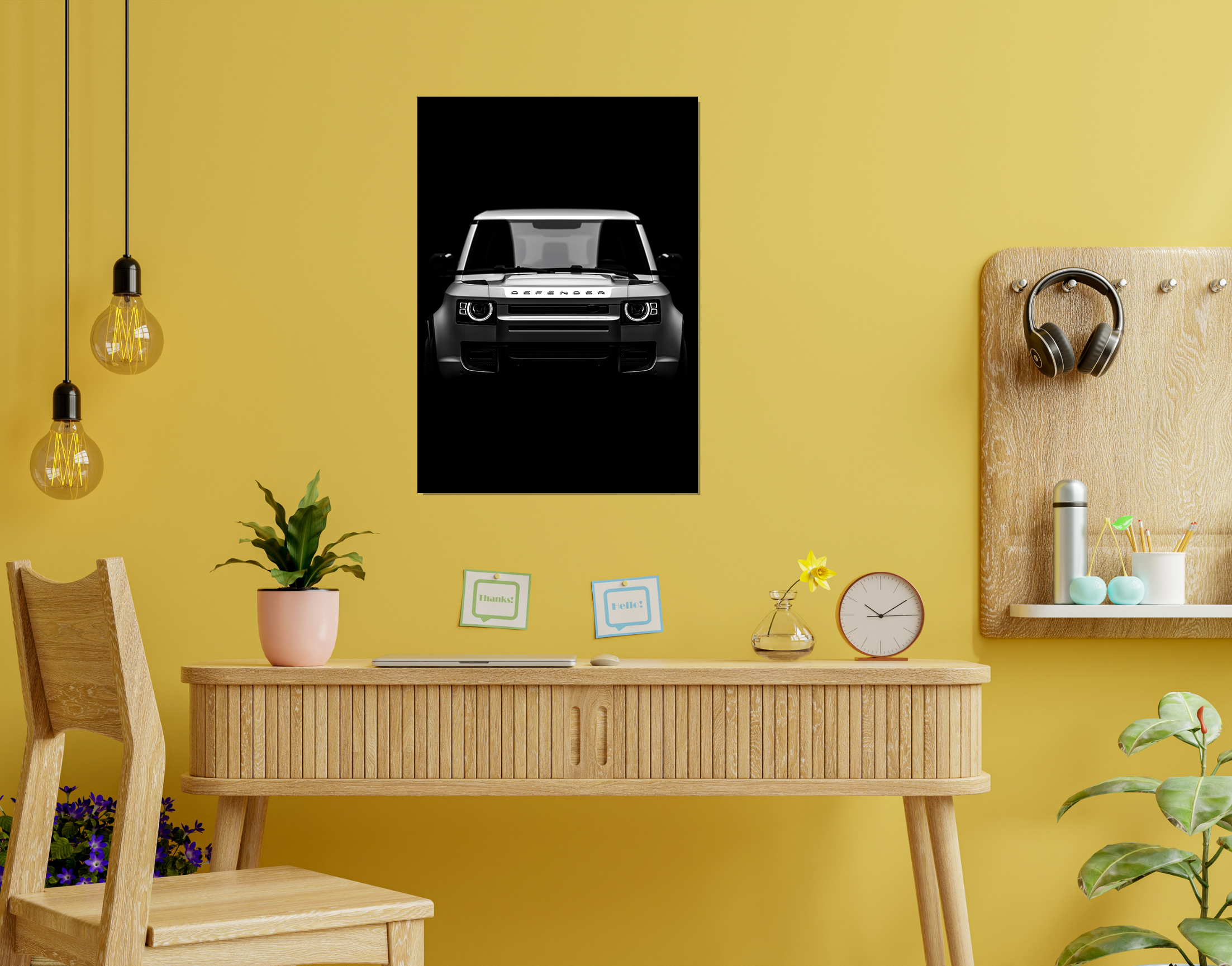 "Land Rover Defender- Black"- Shiny & Sturdy Metallic Poster  Art That Pops & Sticks