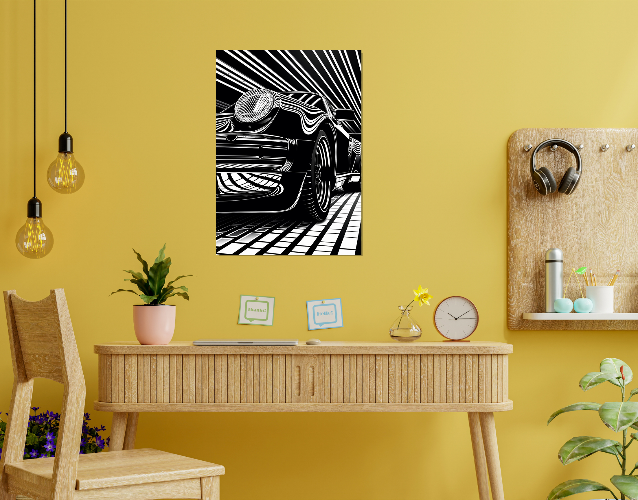 "Vintage Car Retro Vibe"- Shiny & Sturdy Metallic Poster  Art That Pops & Sticks