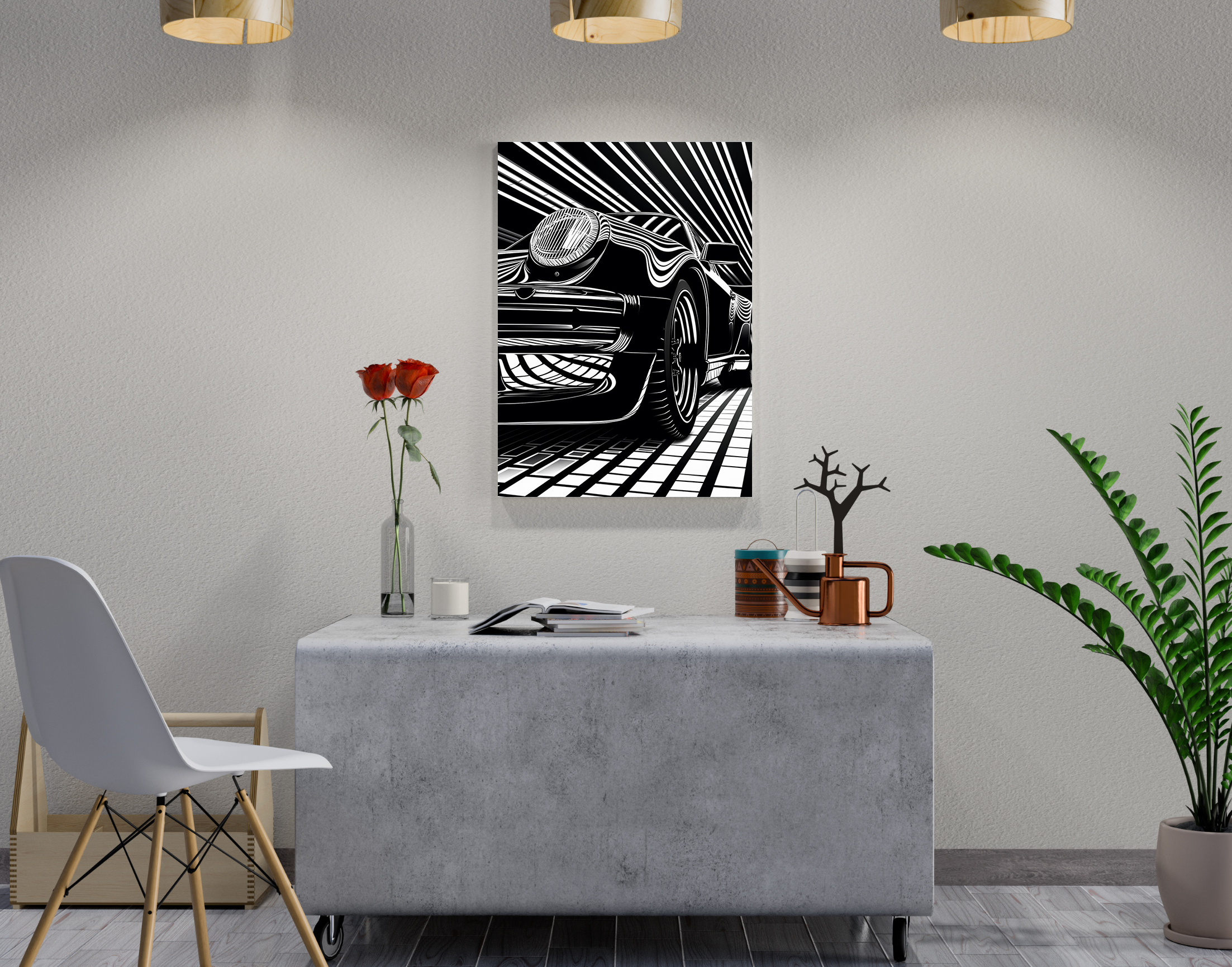 "Vintage Car Retro Vibe"- Shiny & Sturdy Metallic Poster  Art That Pops & Sticks