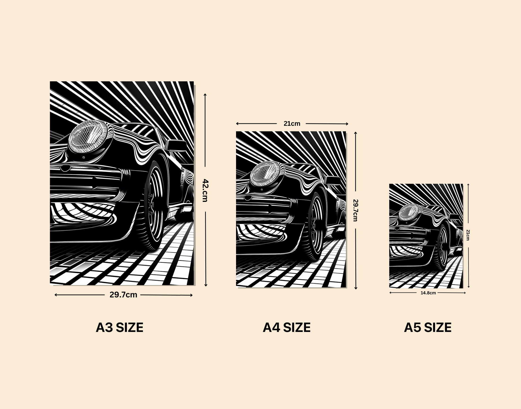 "Vintage Car Retro Vibe"- Shiny & Sturdy Metallic Poster  Art That Pops & Sticks