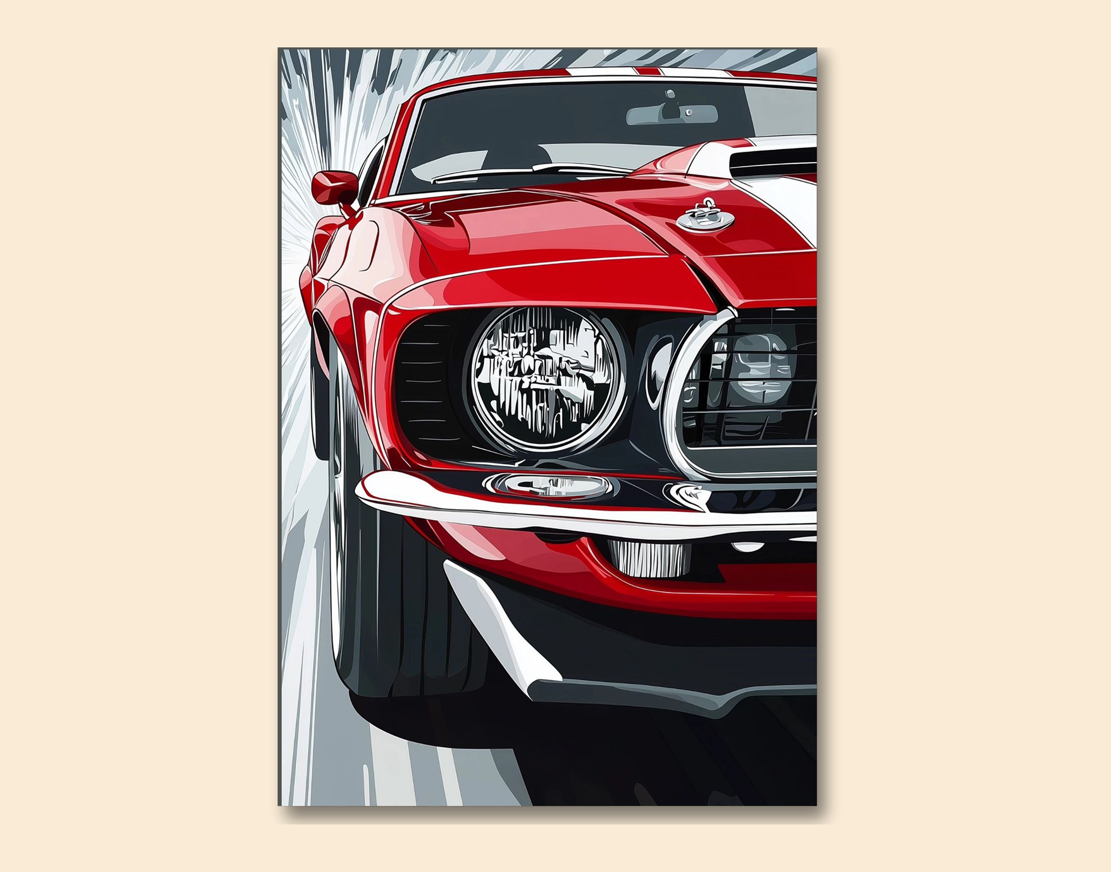 "Vintage Car Retro Red Vibe"- Shiny & Sturdy Metallic Poster  Art That Pops & Sticks