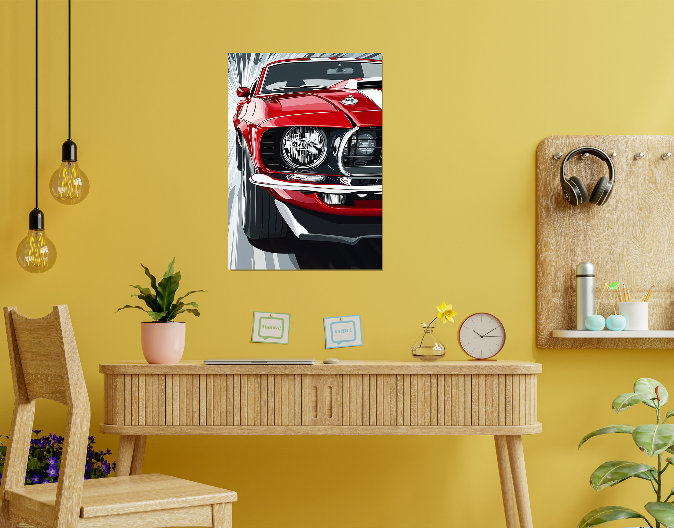 "Vintage Car Retro Red Vibe"- Shiny & Sturdy Metallic Poster  Art That Pops & Sticks