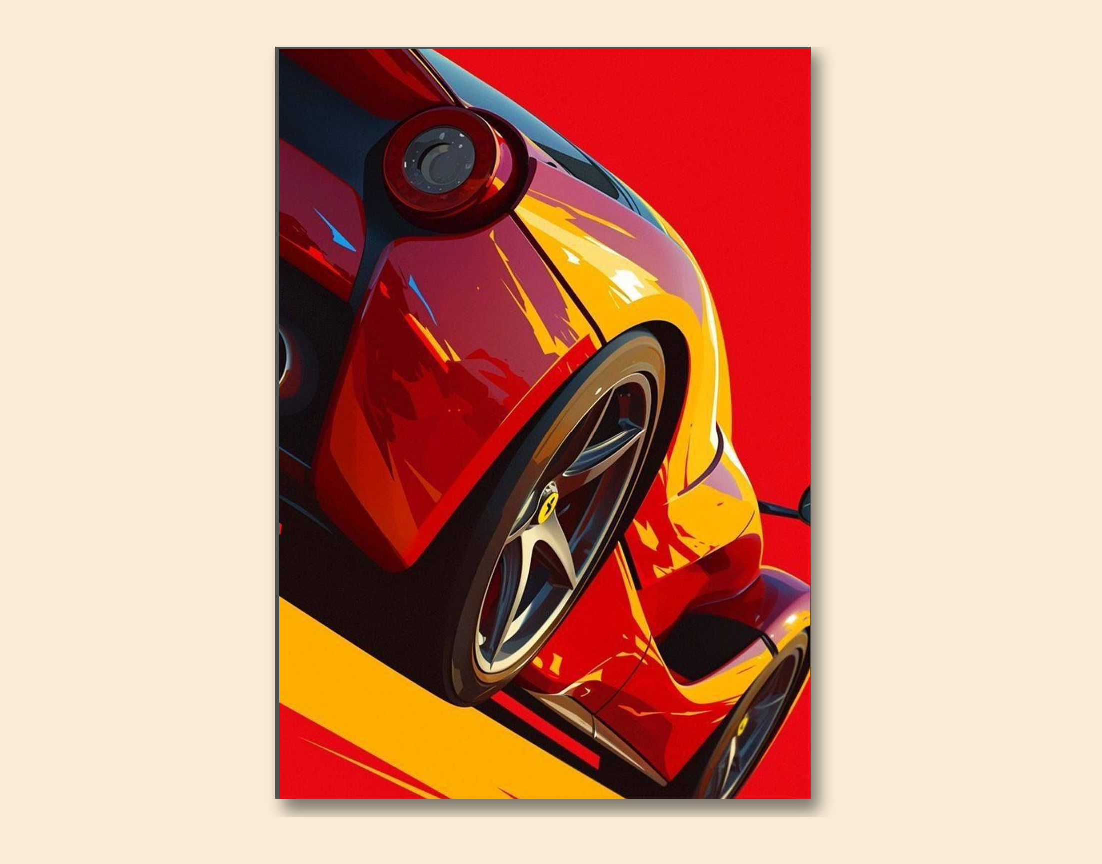 "Speed Car on Track"- Shiny & Sturdy Metallic Poster  Art That Pops & Sticks