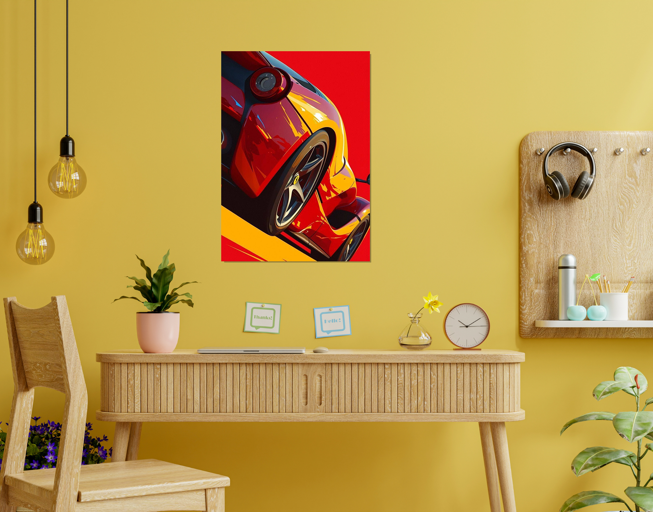 "Speed Car on Track"- Shiny & Sturdy Metallic Poster  Art That Pops & Sticks