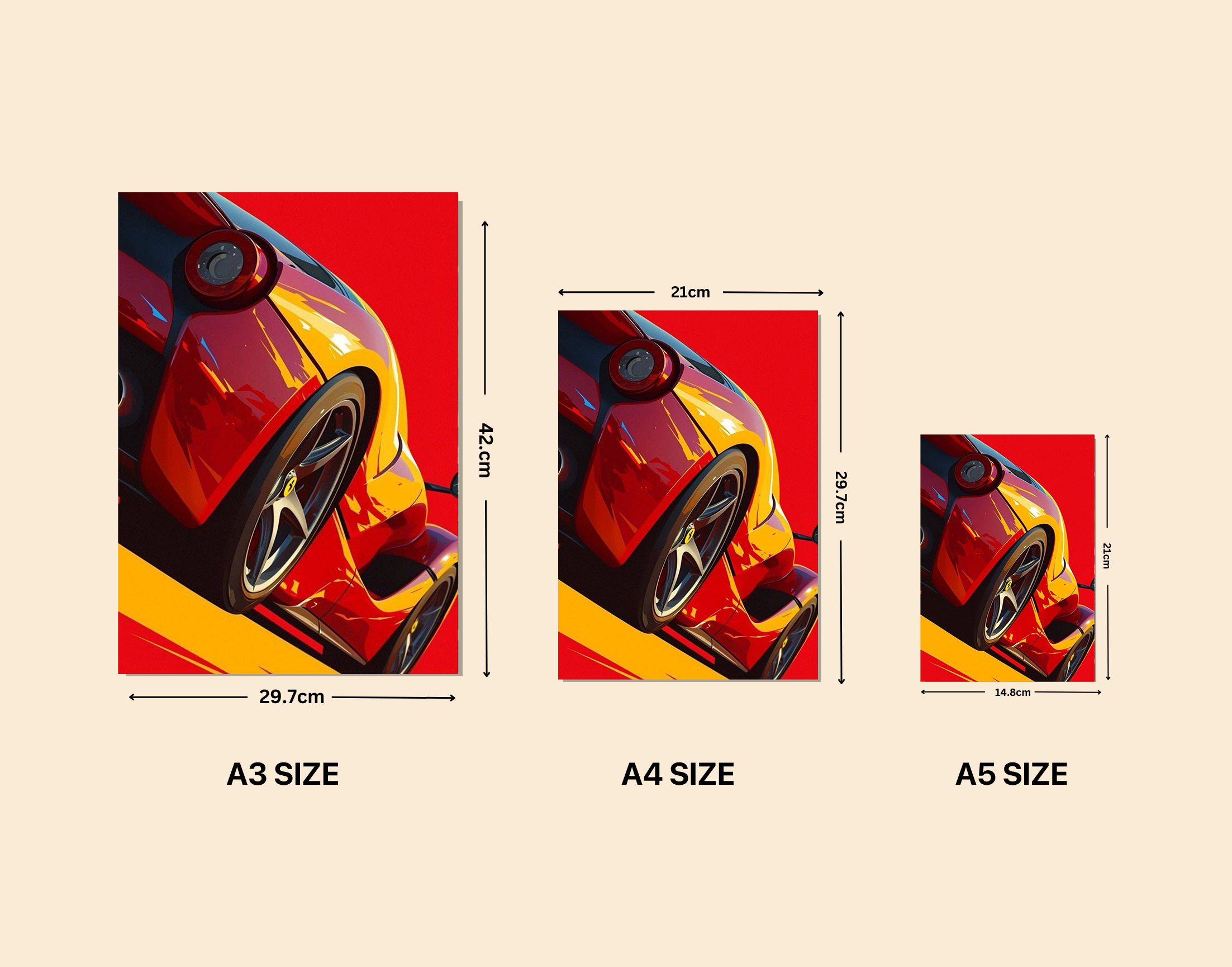 "Speed Car on Track"- Shiny & Sturdy Metallic Poster  Art That Pops & Sticks