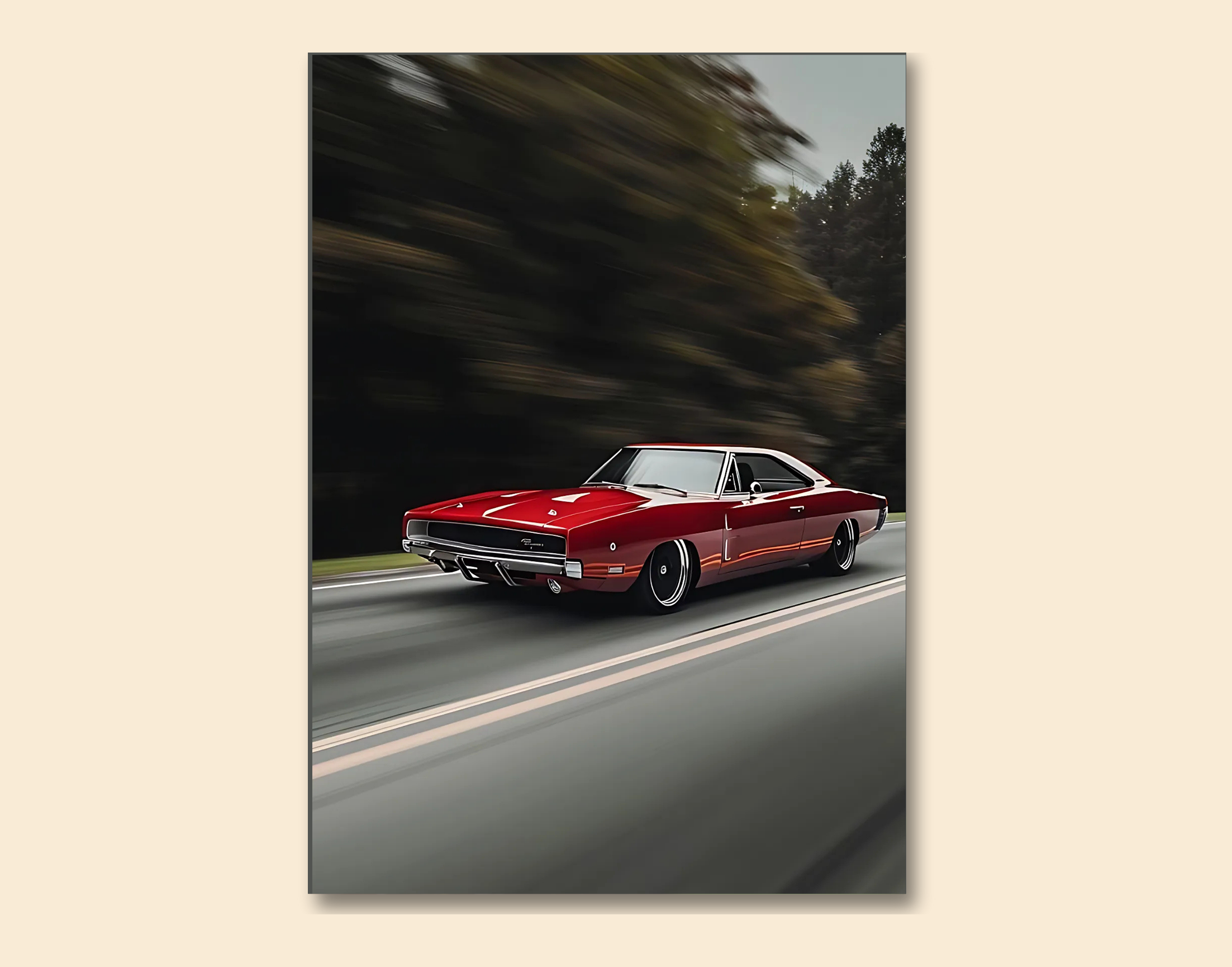 "Classic Mustang- Day Drive"- Shiny & Sturdy Metallic Poster  Art That Pops & Sticks