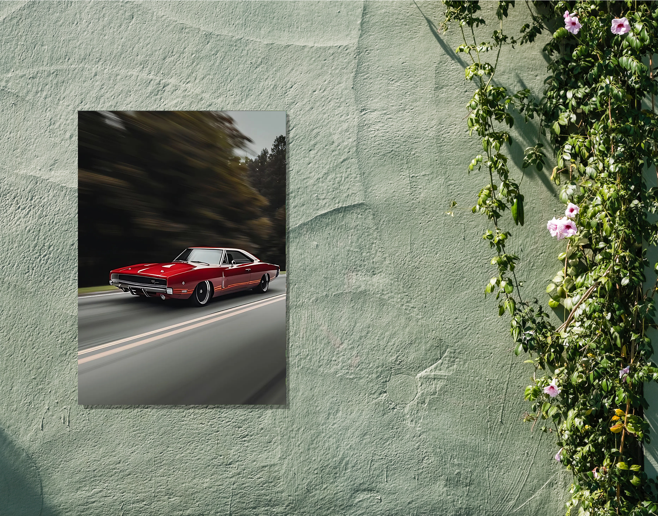 "Classic Mustang- Day Drive"- Shiny & Sturdy Metallic Poster  Art That Pops & Sticks
