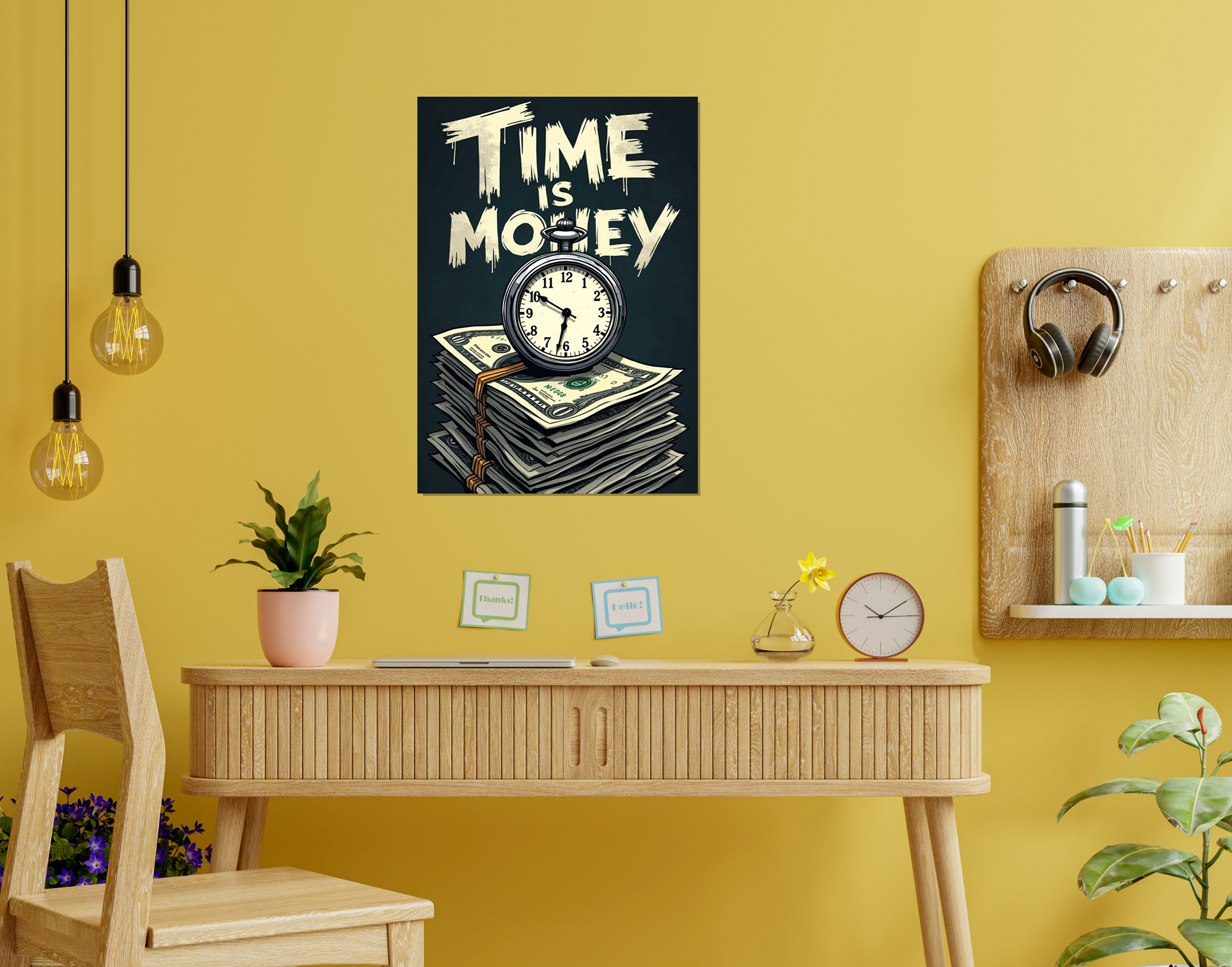 "Time Is Money"- Shiny & Sturdy Metallic Poster  Art That Pops & Sticks