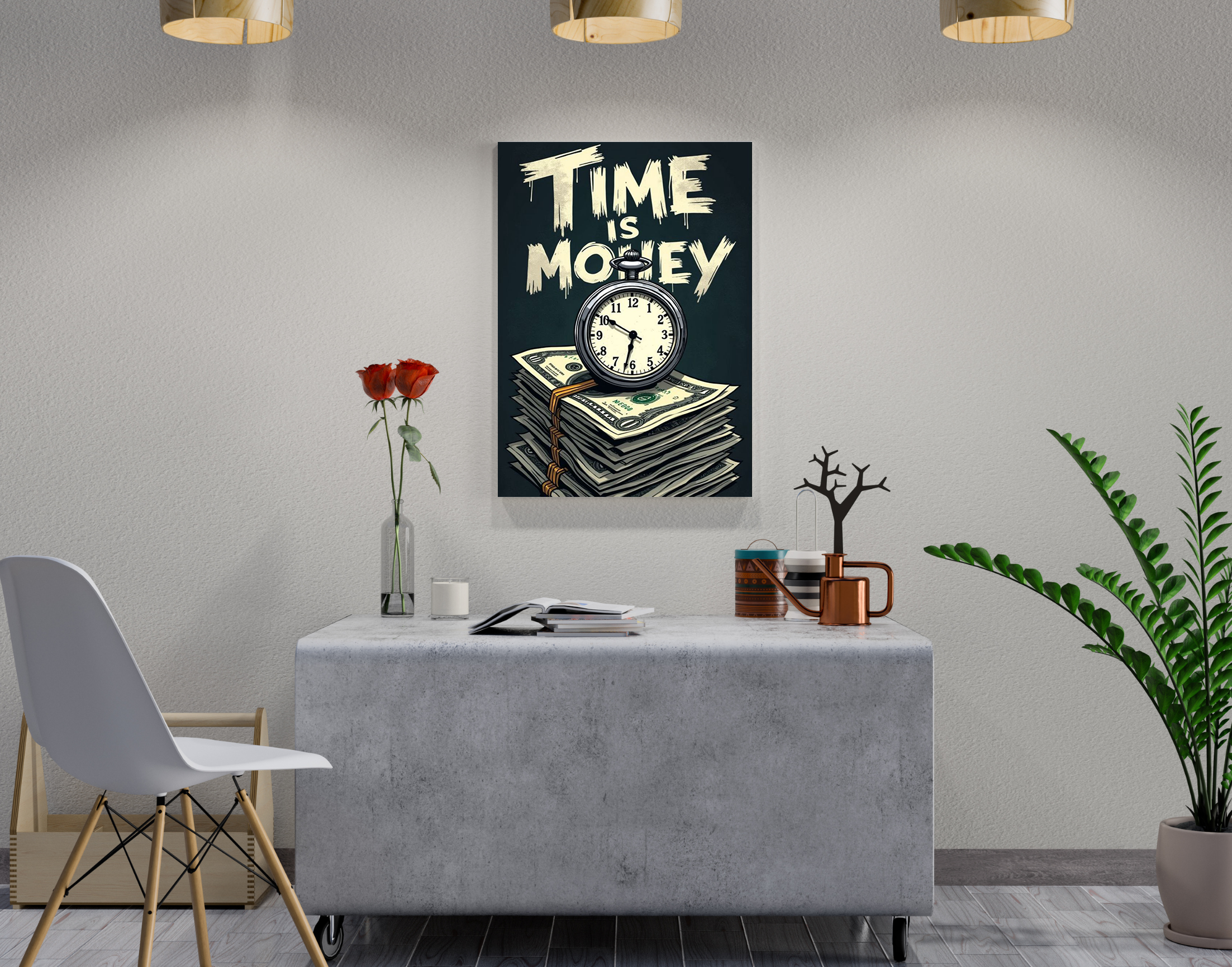 "Time Is Money"- Shiny & Sturdy Metallic Poster  Art That Pops & Sticks