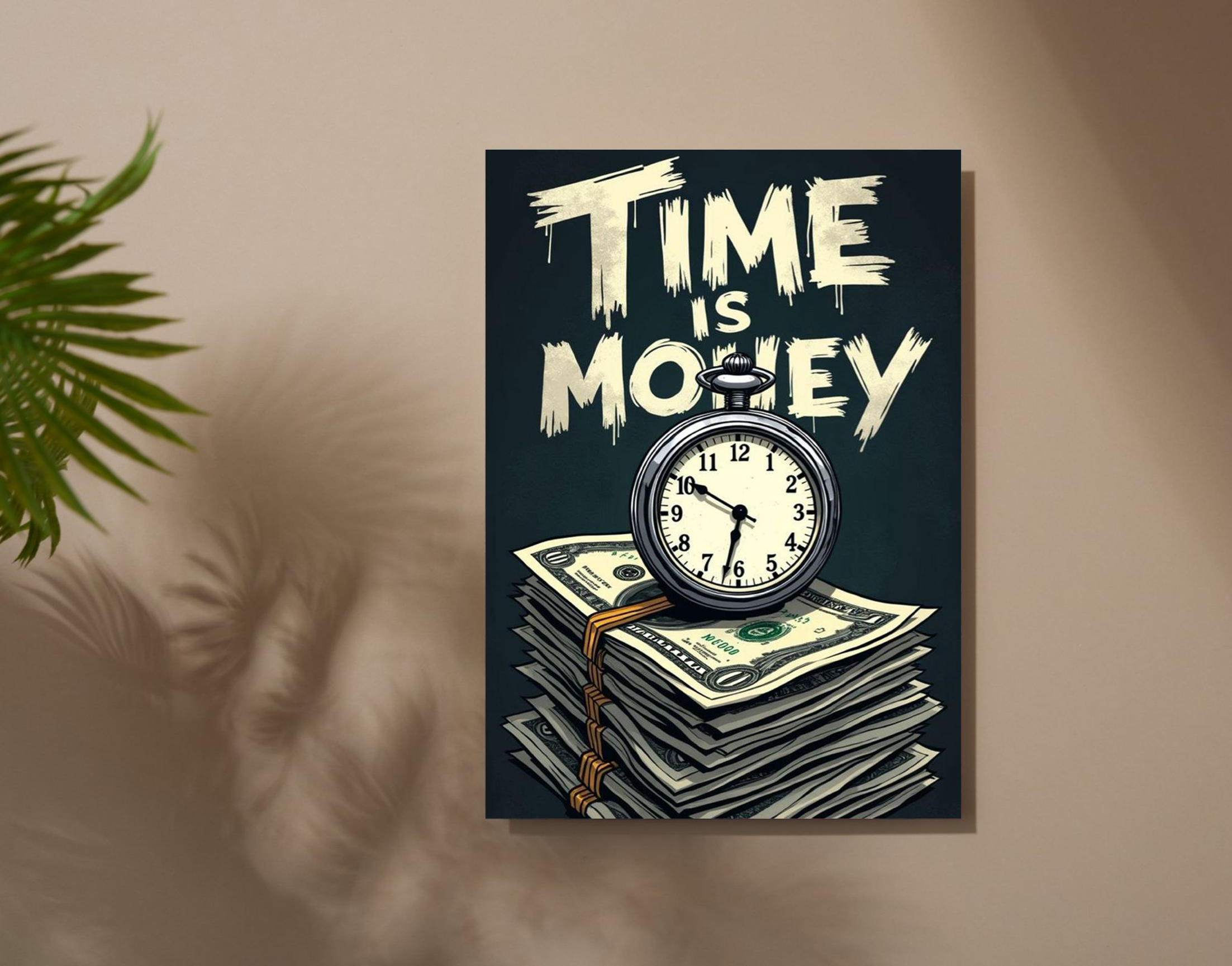 "Time Is Money"- Shiny & Sturdy Metallic Poster  Art That Pops & Sticks
