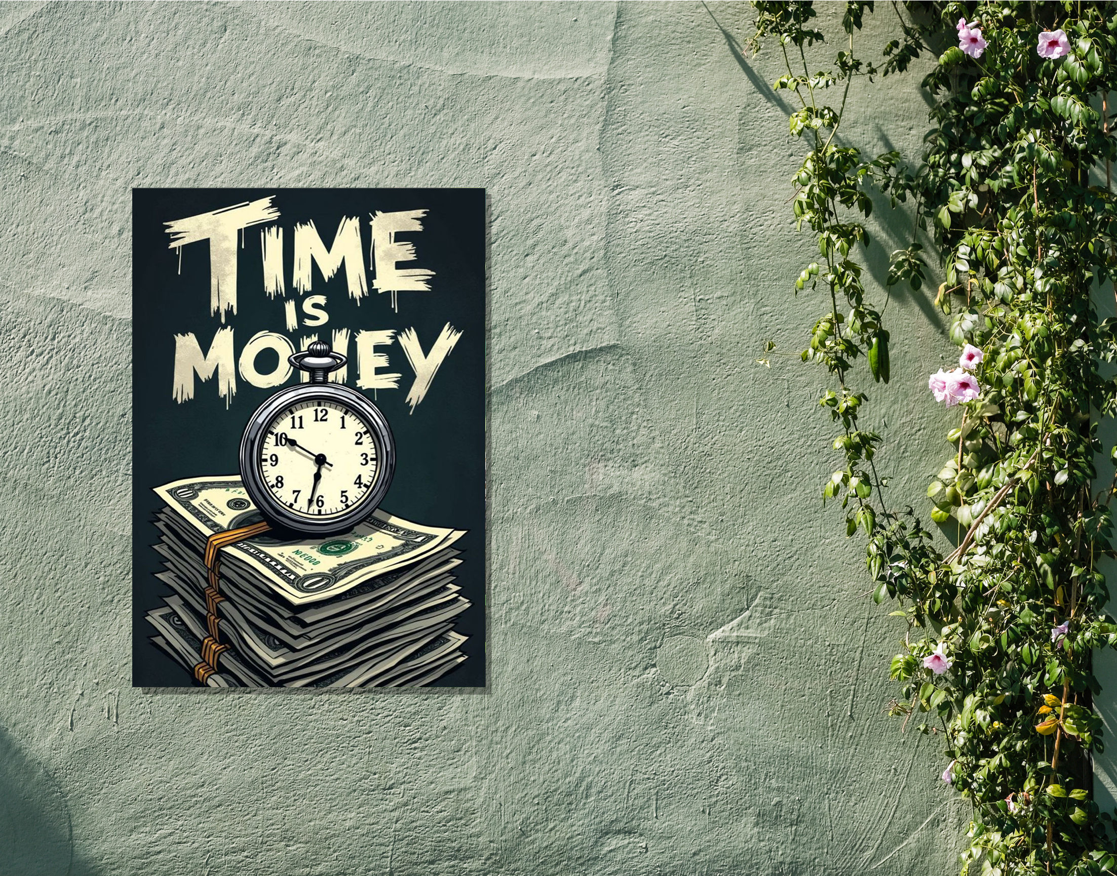 "Time Is Money"- Shiny & Sturdy Metallic Poster  Art That Pops & Sticks