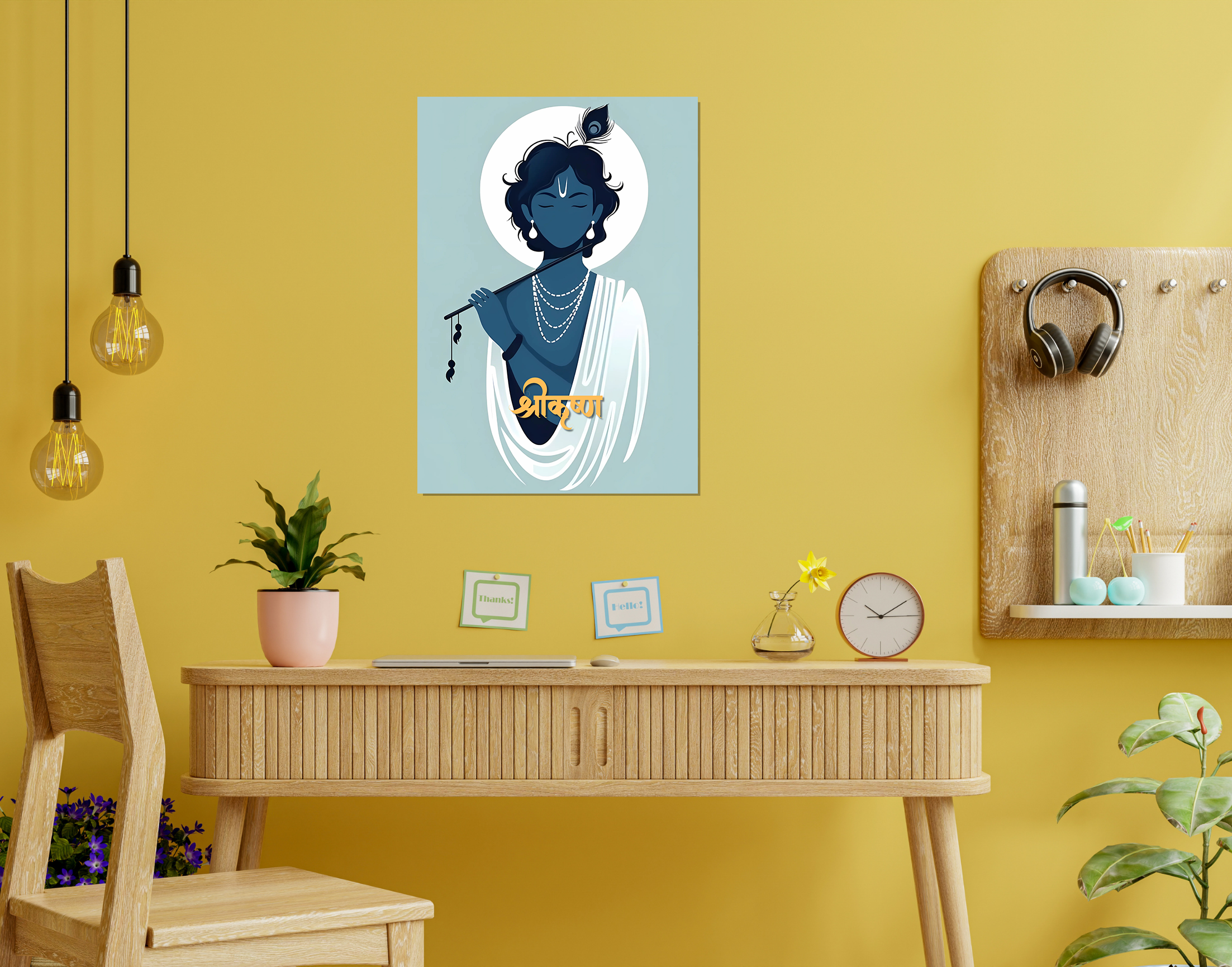 "Melodious Flute of Lord Krishna"- Shiny & Sturdy Metallic Poster  Art That Pops & Sticks