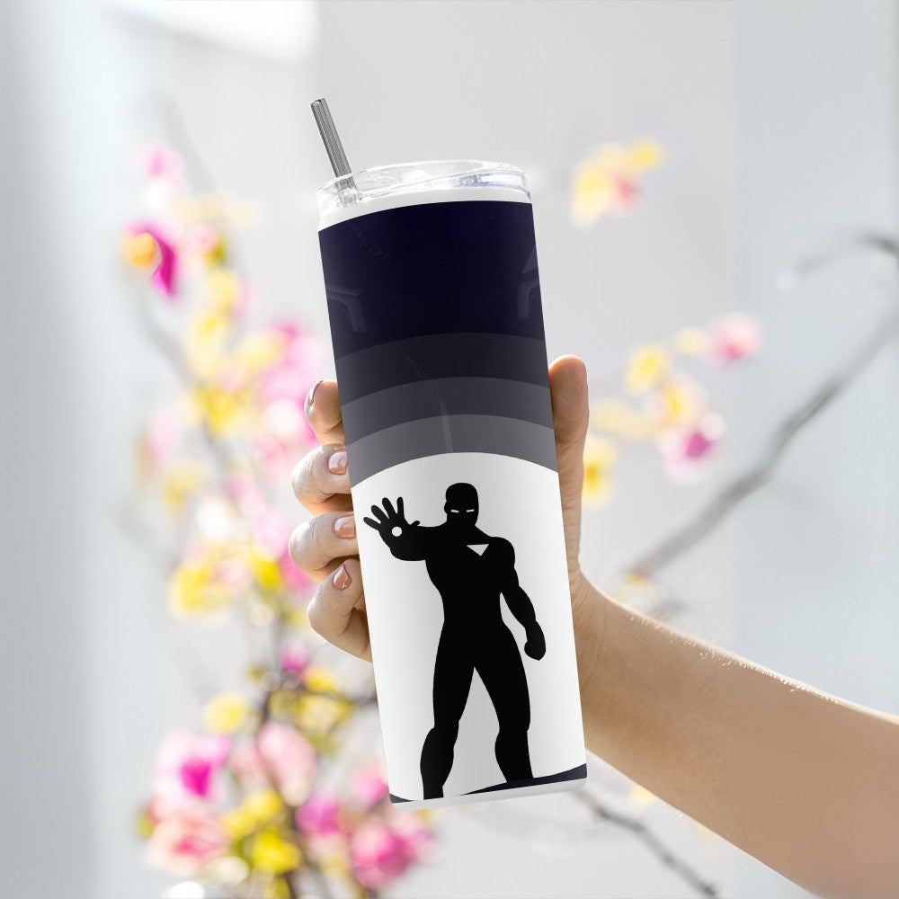 "Iron Man Silhouette" Tumbler with Metal Straw