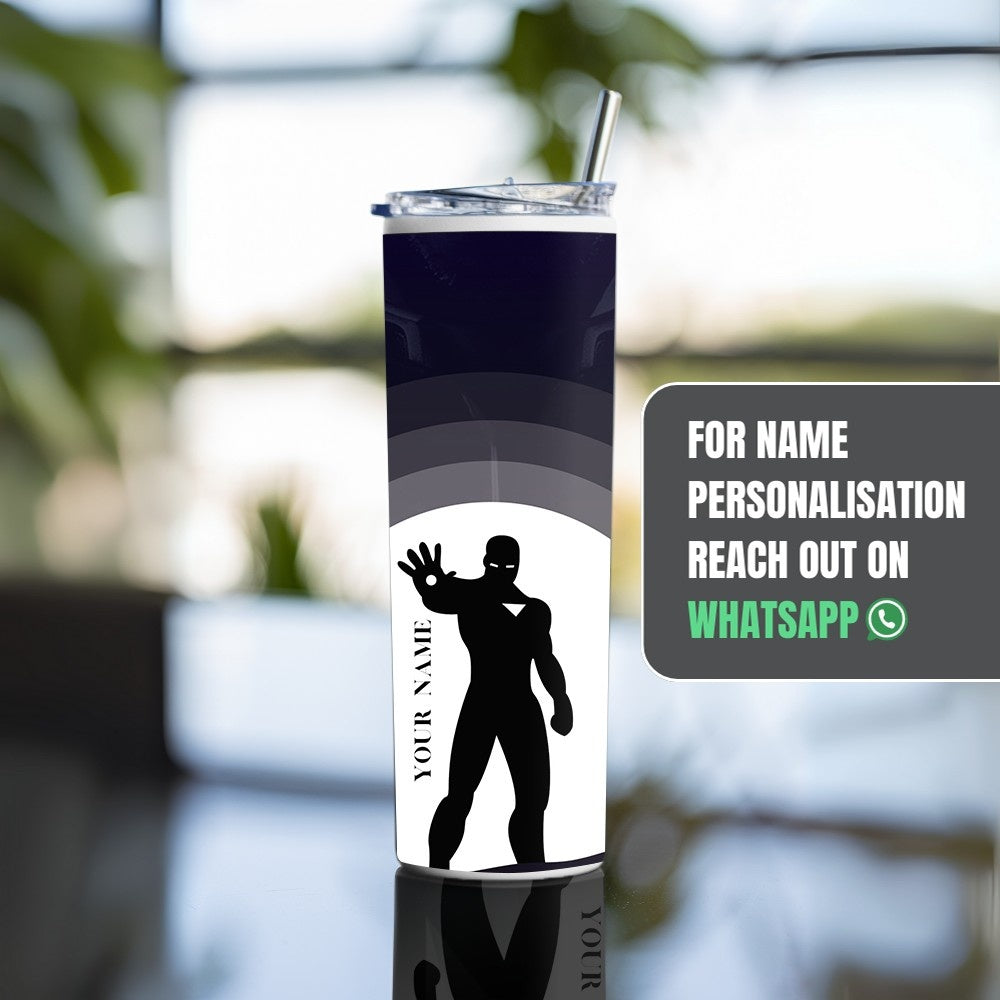 "Iron Man Silhouette" Tumbler with Metal Straw