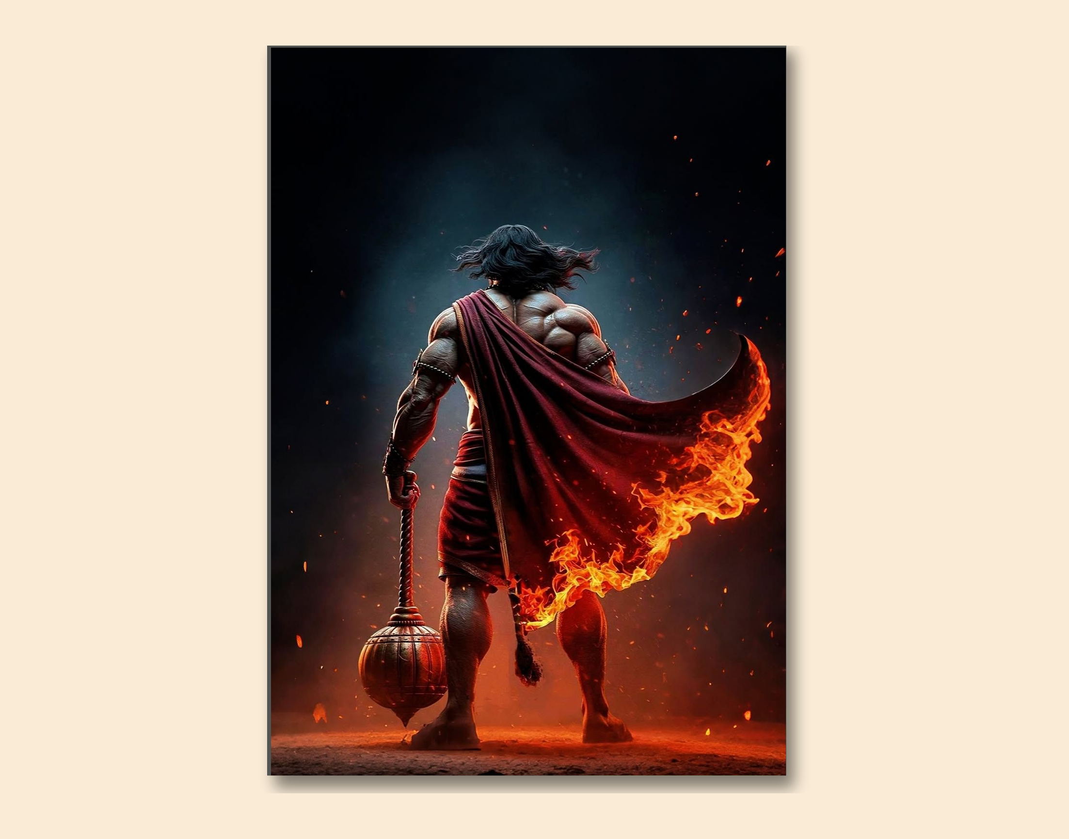 "Hanuman Power- Shiny & Sturdy Metallic Poster  Art That Pops & Sticks