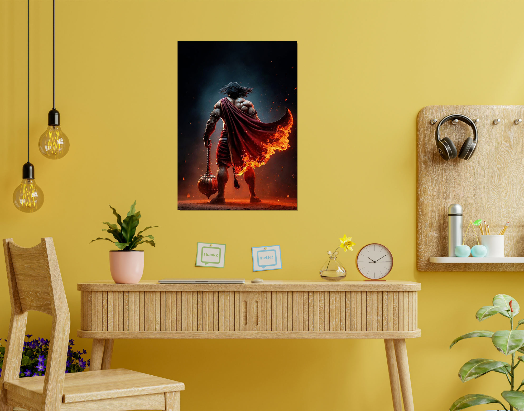 "Hanuman Power- Shiny & Sturdy Metallic Poster  Art That Pops & Sticks