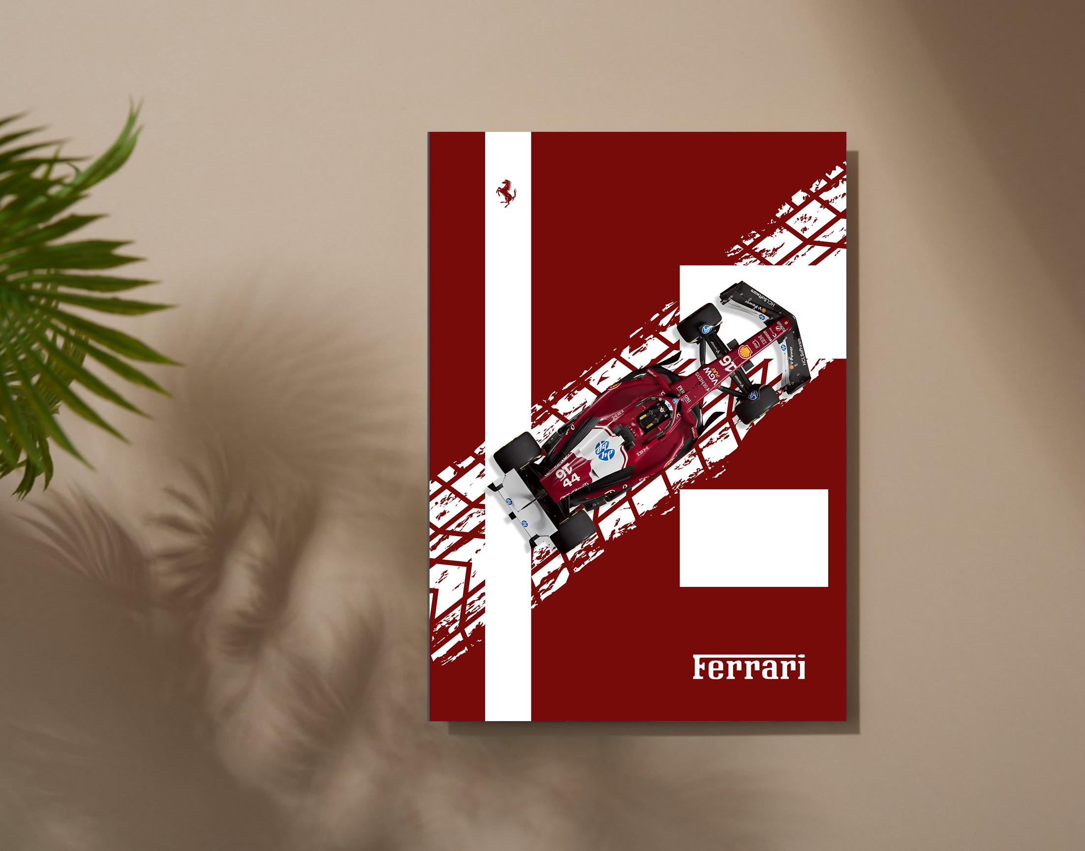 "RACING RED #SCUDERIA FERRARI"- Shiny & Sturdy Metallic Poster  Art That Pops & Sticks