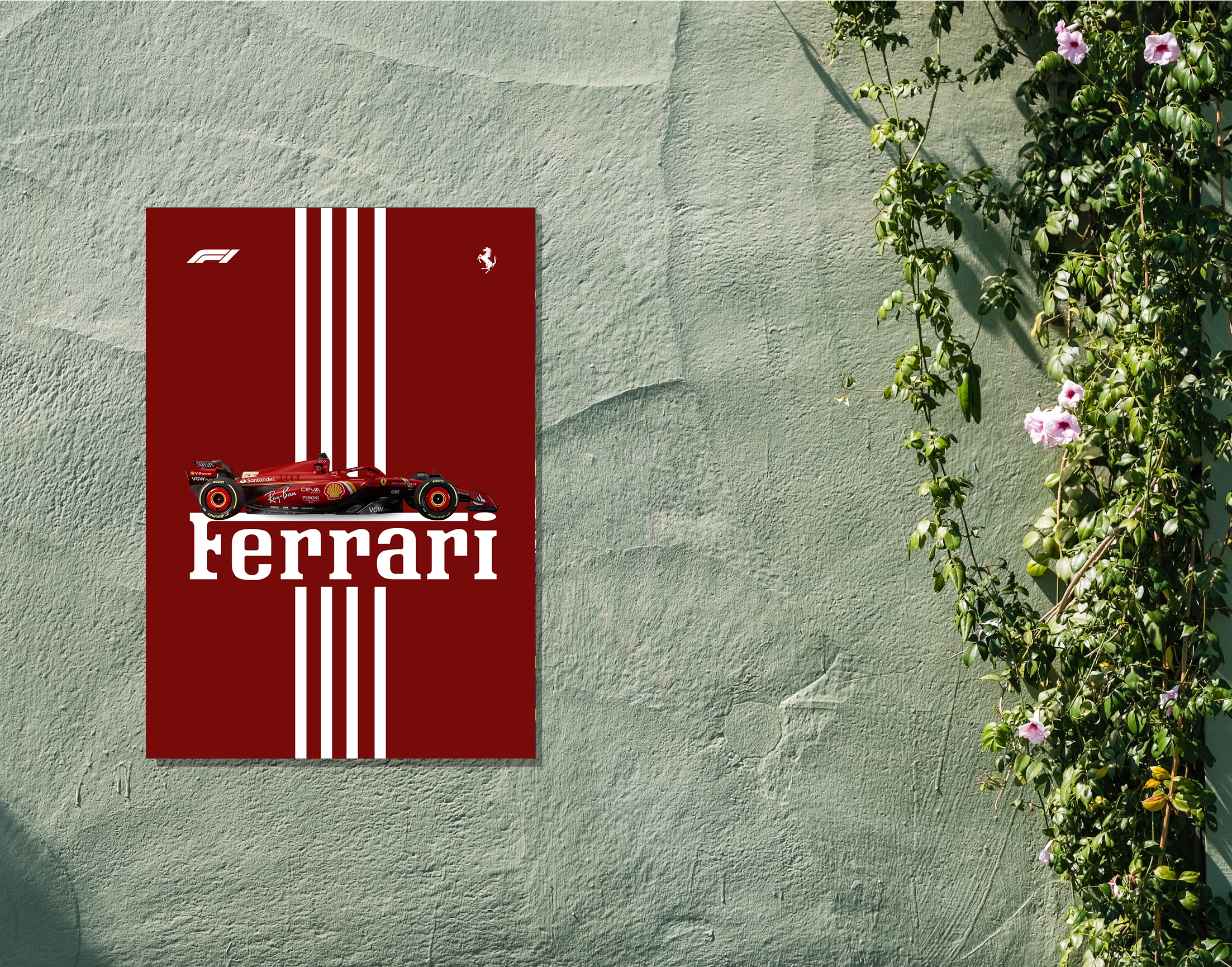 "ROSSO CORSA #SCUDERIA FERRARI"- Shiny & Sturdy Metallic Poster  Art That Pops & Sticks