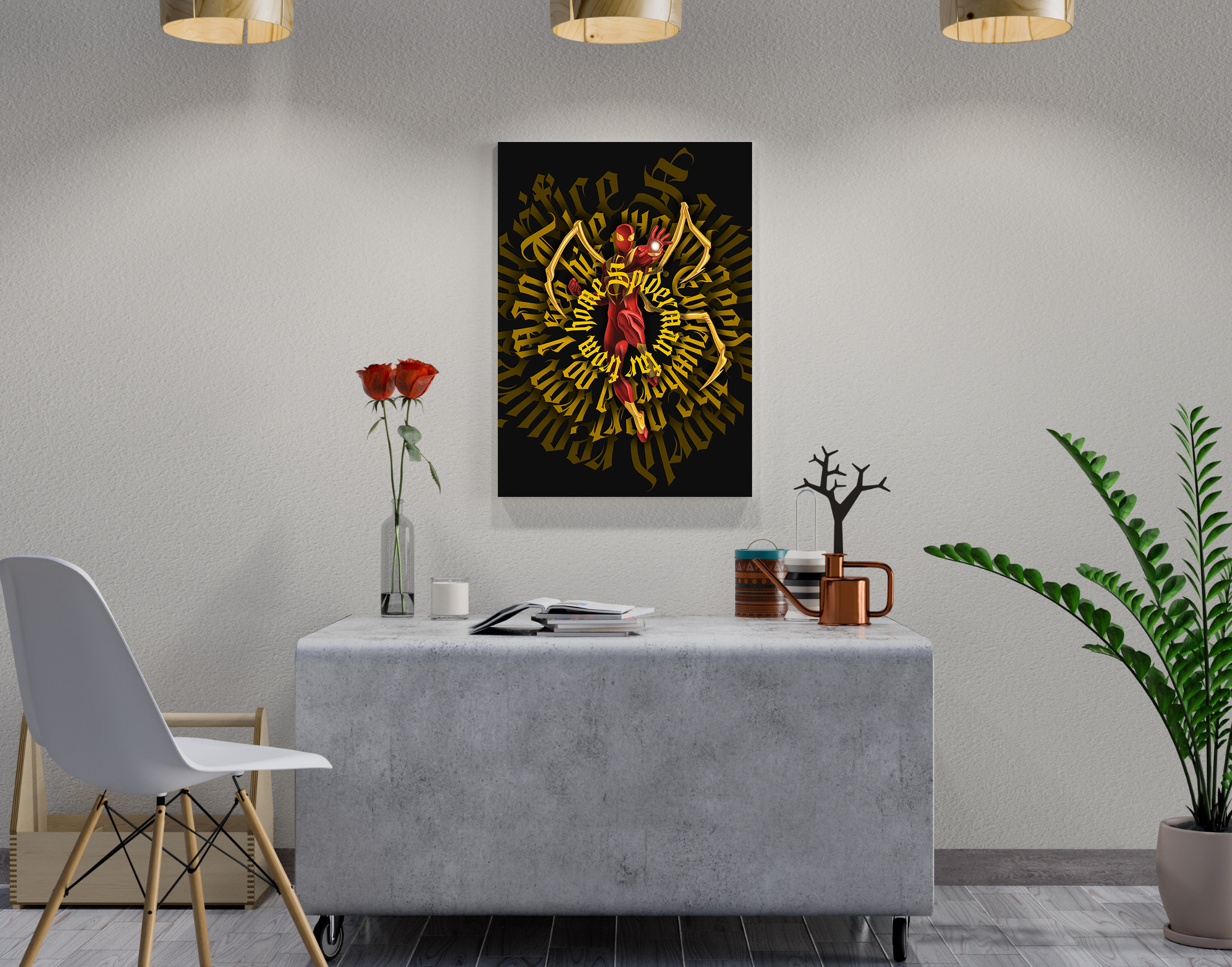 "IRON SPIDERMAN"- Shiny & Sturdy Metallic Poster  Art That Pops & Sticks