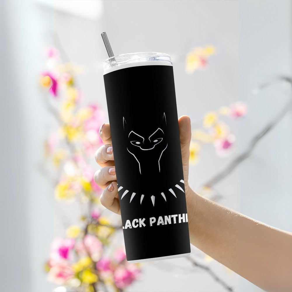 "Black Panther" Tumbler with Metal Straw