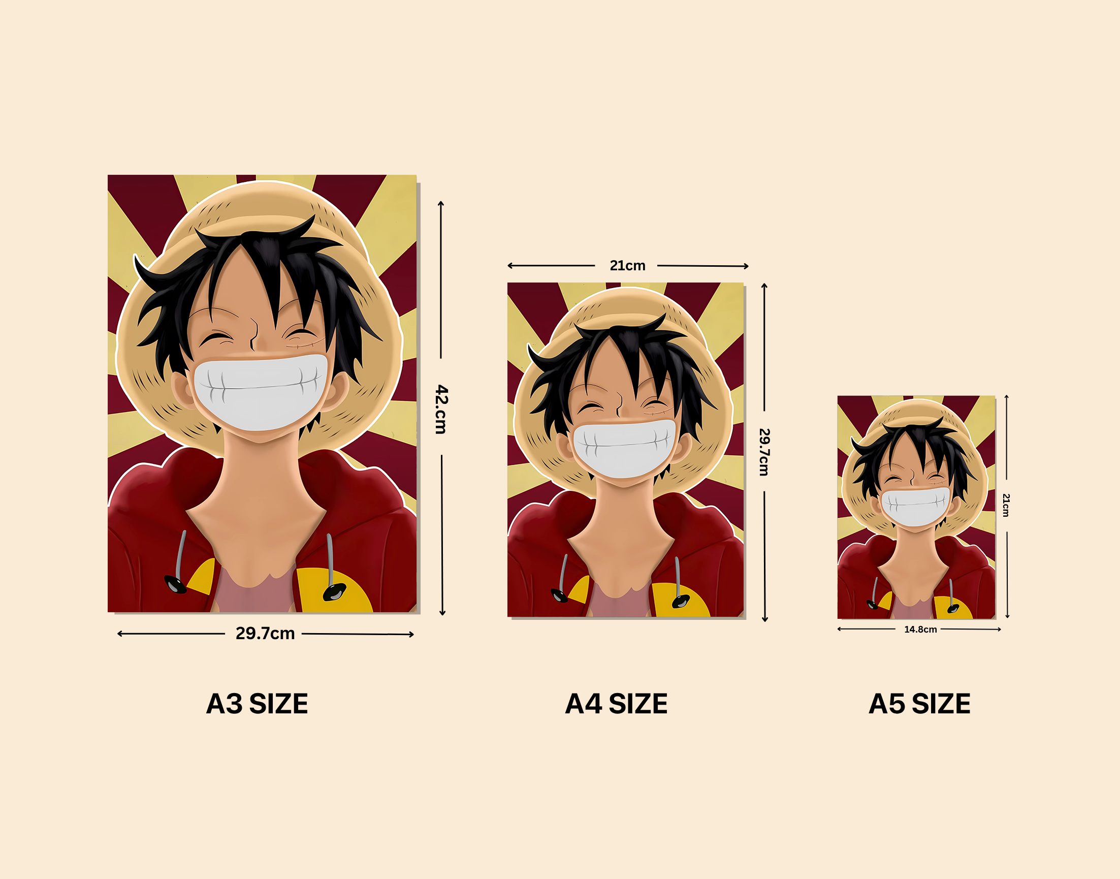 "VIBRANT MONKEY D LUFFY"- Shiny & Sturdy Metallic Poster  Art That Pops & Sticks