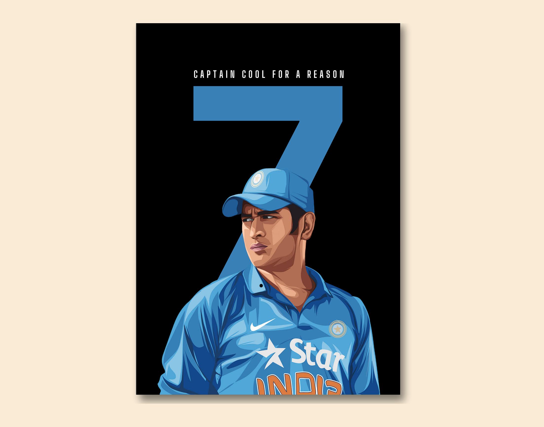 "Dhoni The Legend: #7"- Shiny & Sturdy Metallic Poster  Art That Pops & Sticks