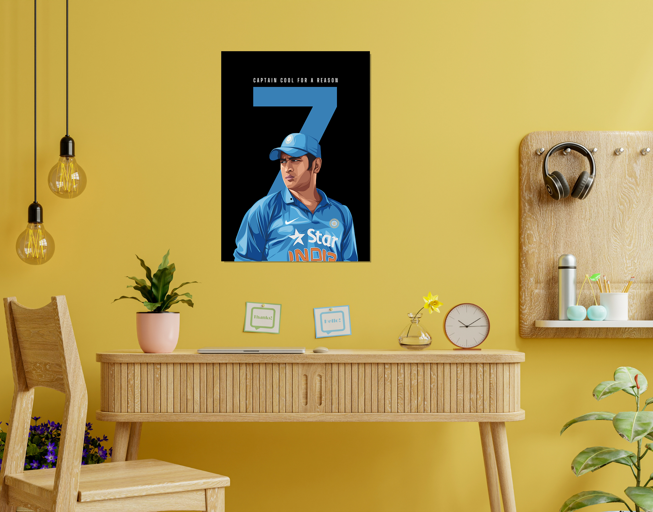 "Dhoni The Legend: #7"- Shiny & Sturdy Metallic Poster  Art That Pops & Sticks