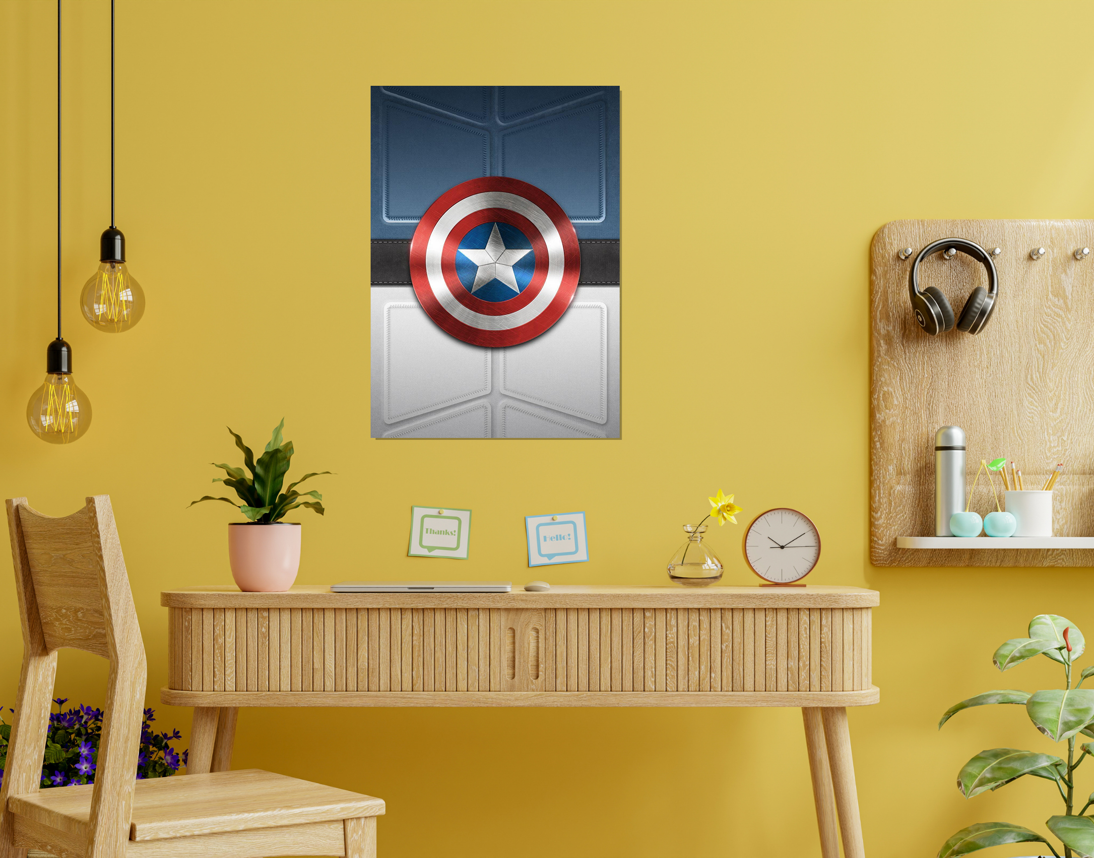 "CAPTAIN AMERICA- SHIELD"- Shiny & Sturdy Metallic Poster  Art That Pops & Sticks