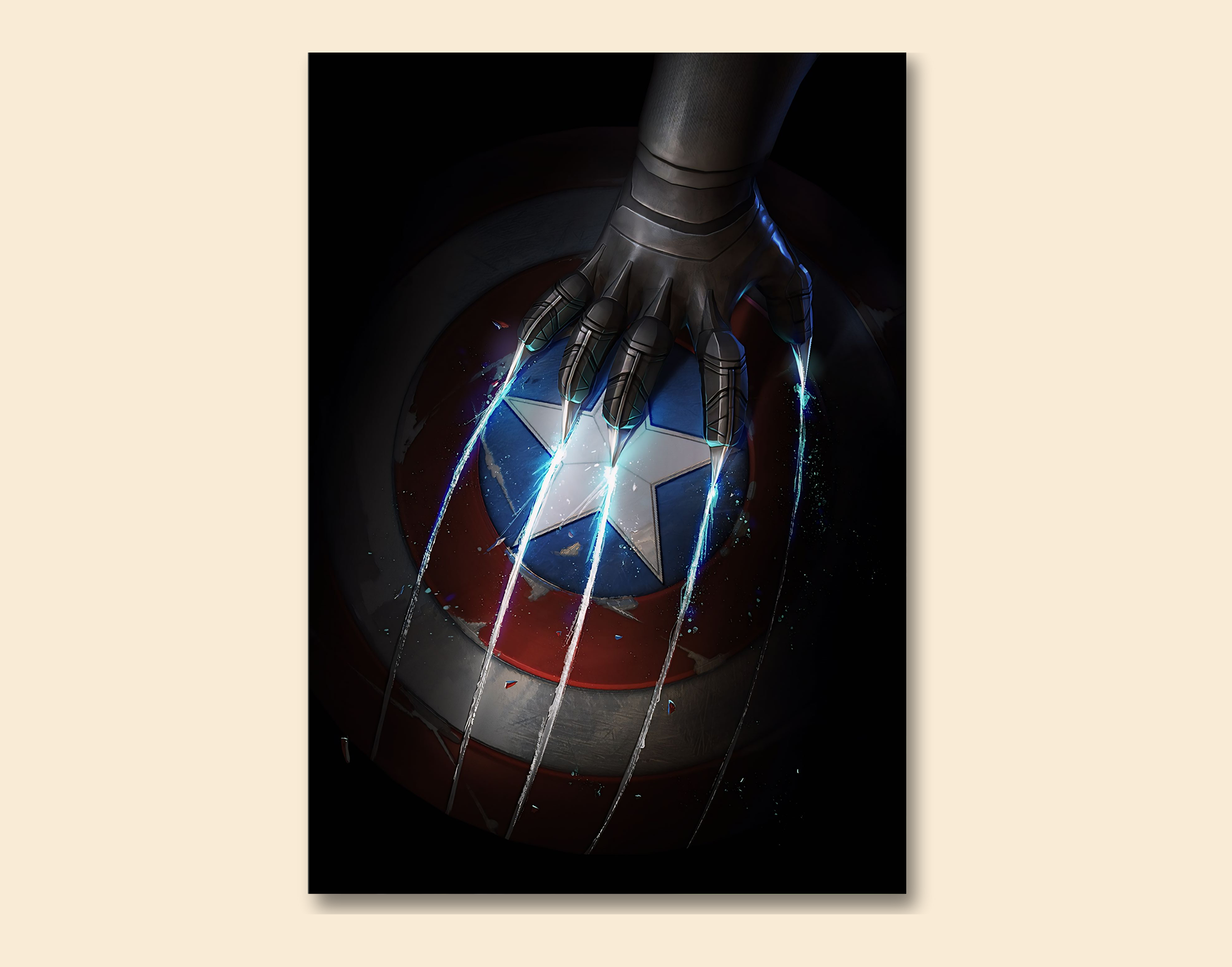 "CAP VS BLACK PANTHER"- Shiny & Sturdy Metallic Poster  Art That Pops & Sticks
