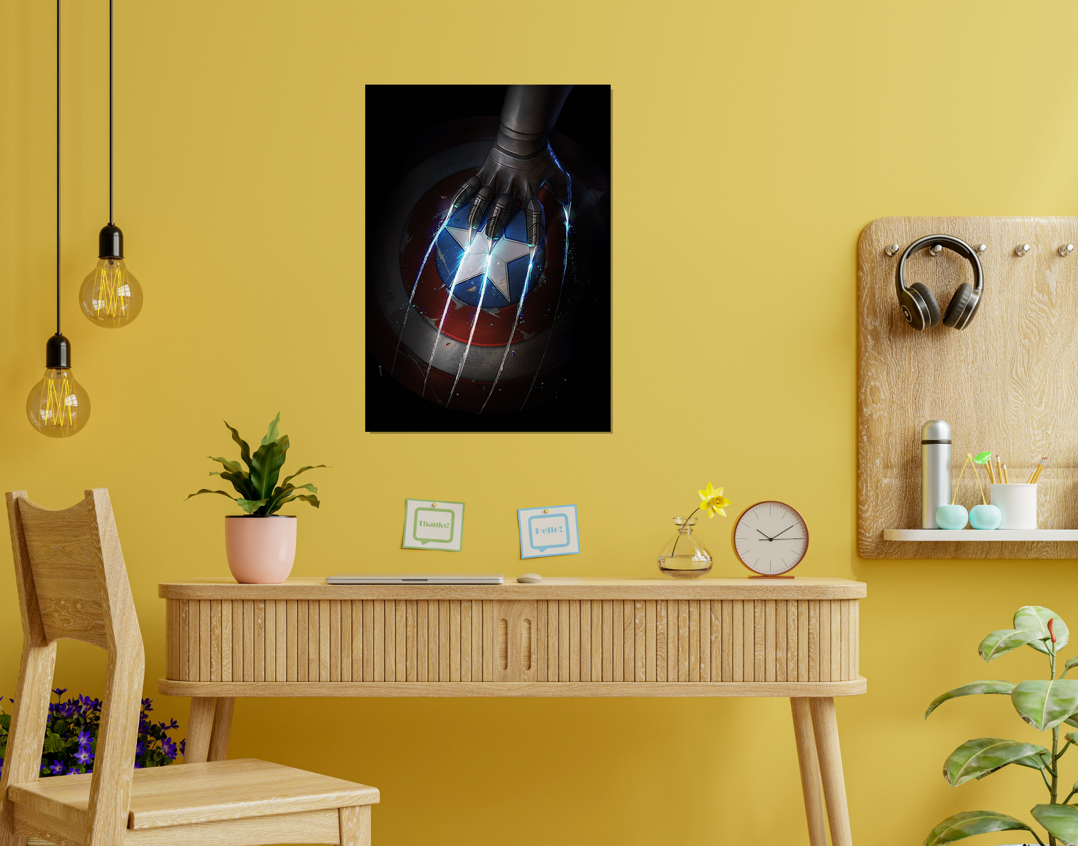 "CAP VS BLACK PANTHER"- Shiny & Sturdy Metallic Poster  Art That Pops & Sticks