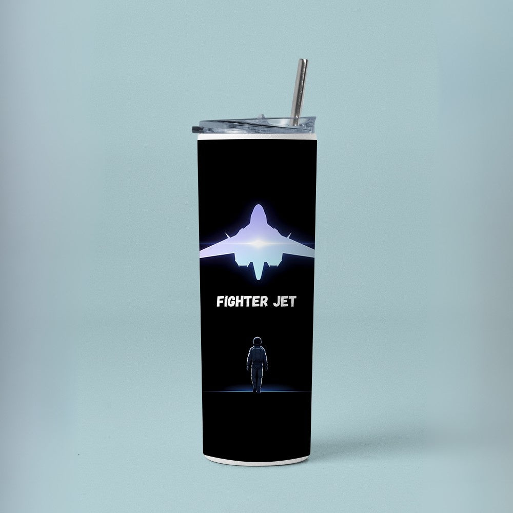 "Fighter Jet" Tumbler with Metal Straw