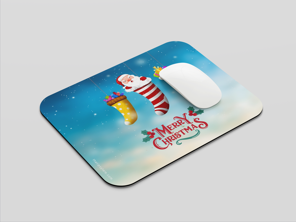"SANTA IN A SOCK" Mousepad Enhance Your Workspace with Style
