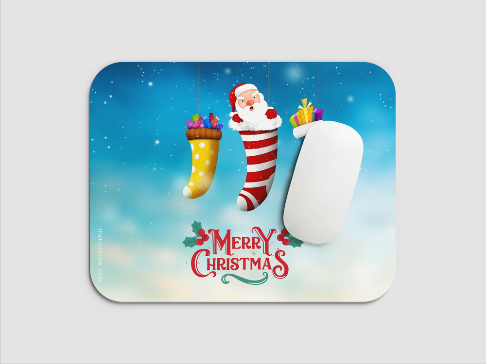 "SANTA IN A SOCK" Mousepad Enhance Your Workspace with Style