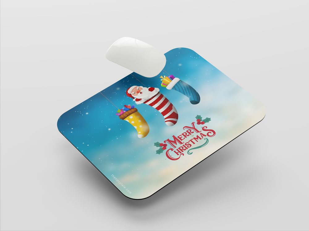 "SANTA IN A SOCK" Mousepad Enhance Your Workspace with Style