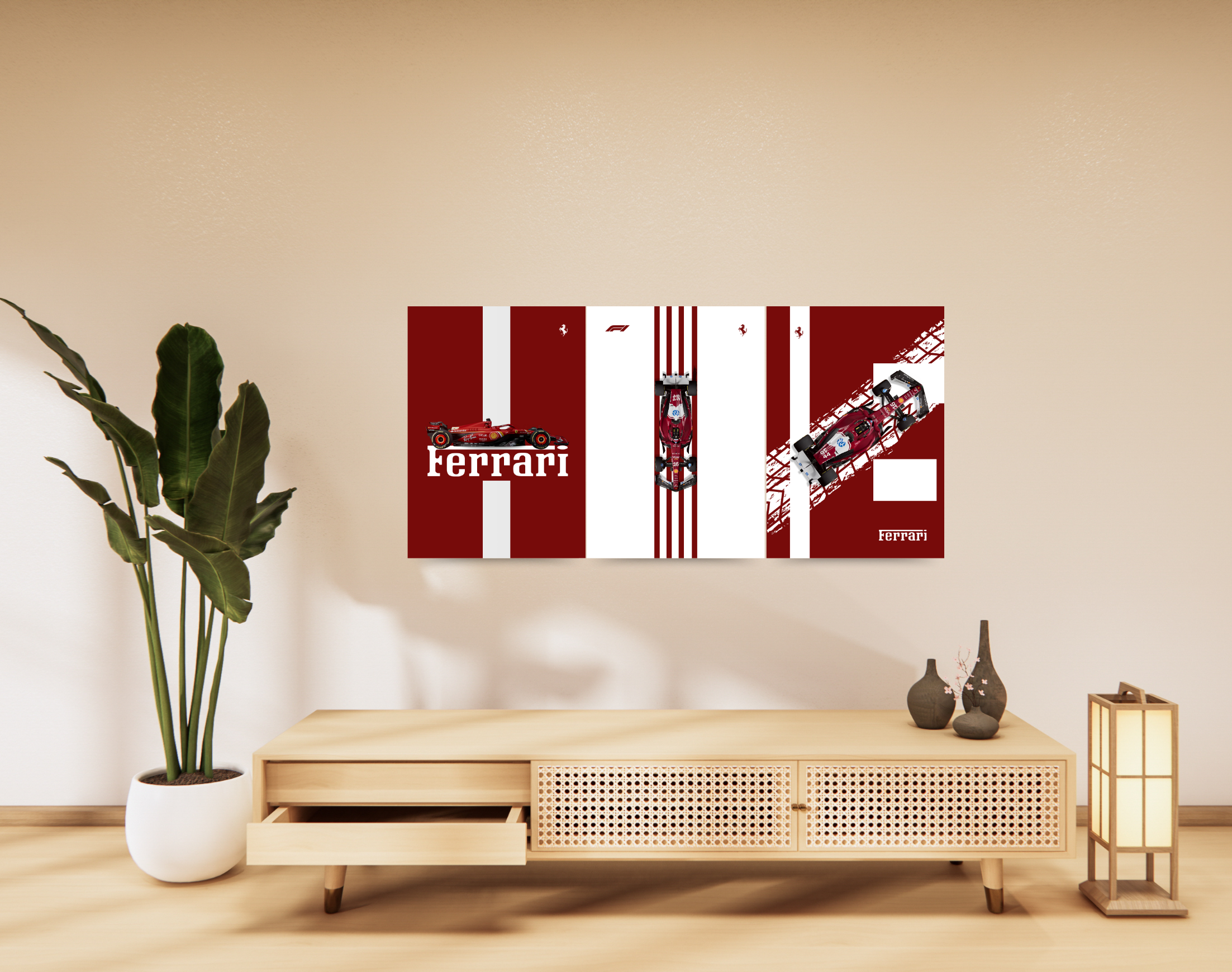 "F1 ROSSO CORSA #SCUDERIA FERRARI COMBO"- Shiny & Sturdy Metallic Poster Art That Pops & Sticks