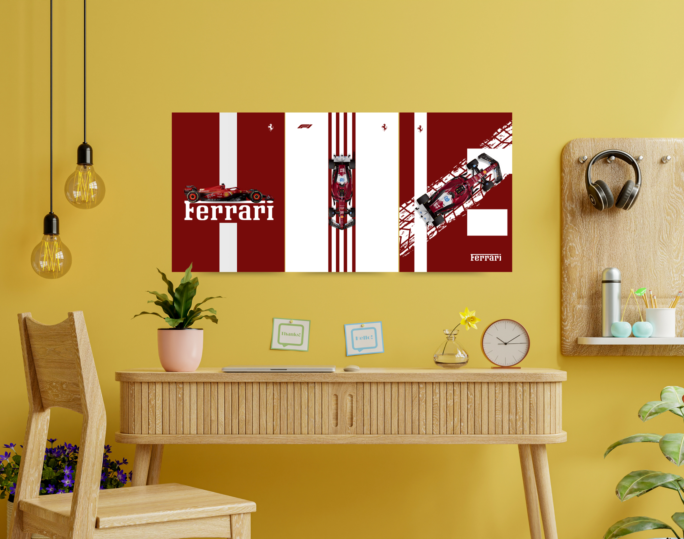 "F1 ROSSO CORSA #SCUDERIA FERRARI COMBO"- Shiny & Sturdy Metallic Poster Art That Pops & Sticks