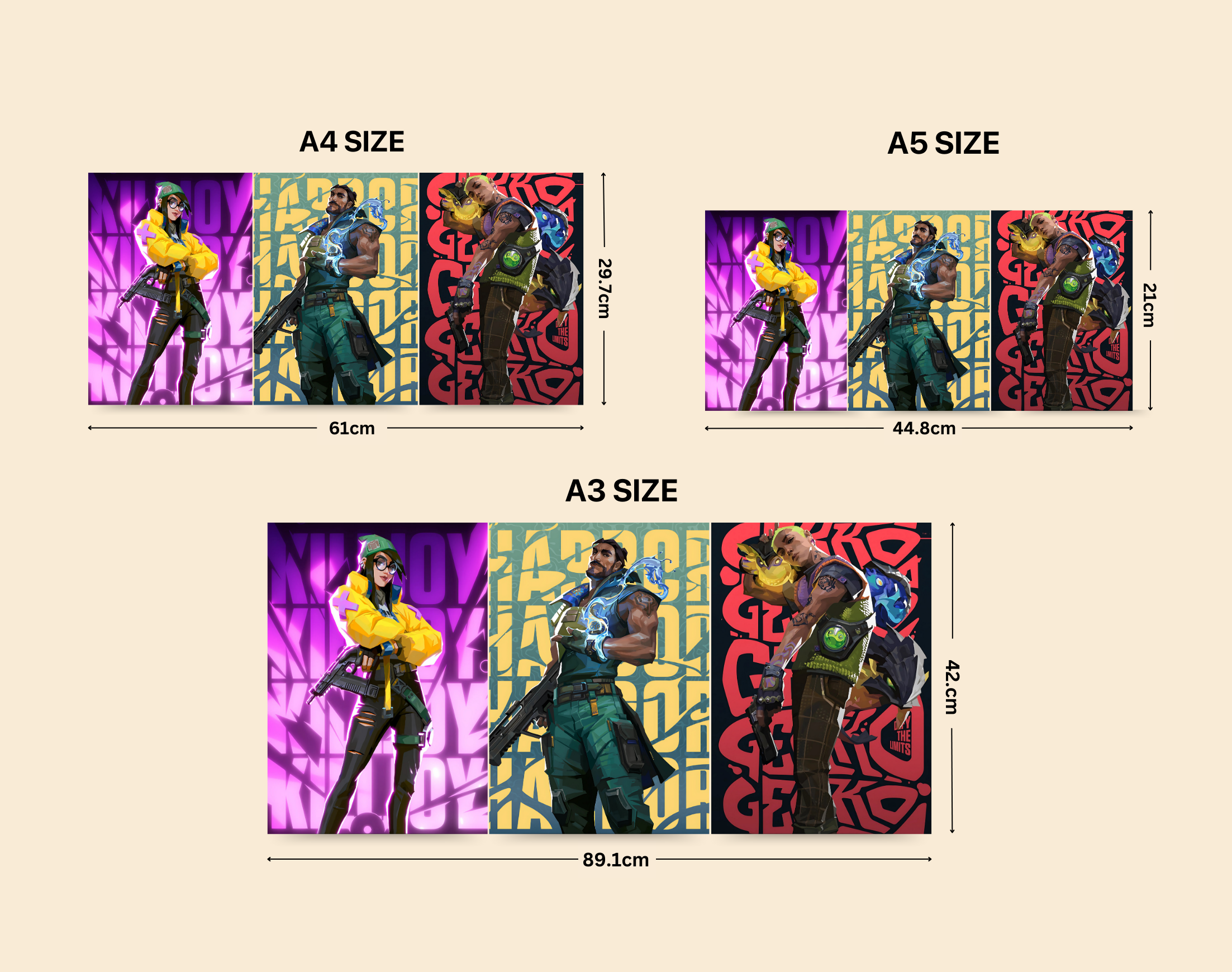"VALORANT AGENTS"- Shiny & Sturdy Metallic Poster Art That Pops & Sticks