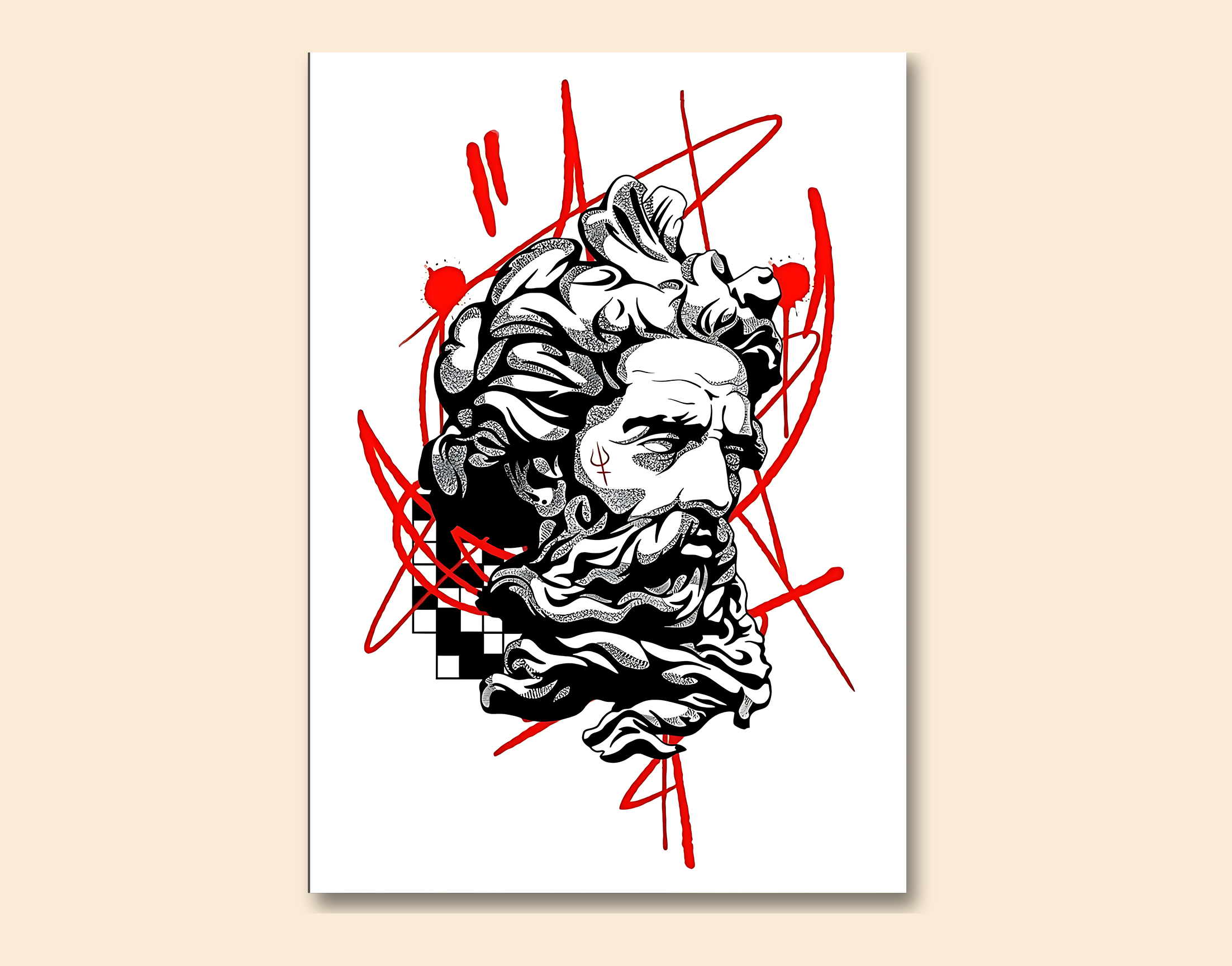 "Greek God Illustration Theme"- Shiny & Sturdy Metallic Poster  Art That Pops & Sticks