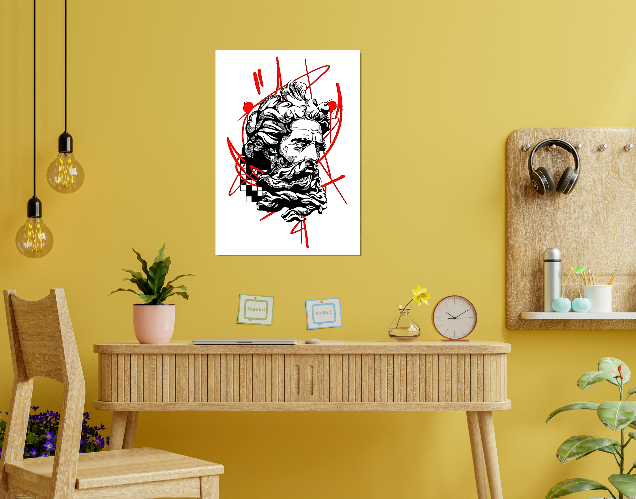 "Greek God Illustration Theme"- Shiny & Sturdy Metallic Poster  Art That Pops & Sticks
