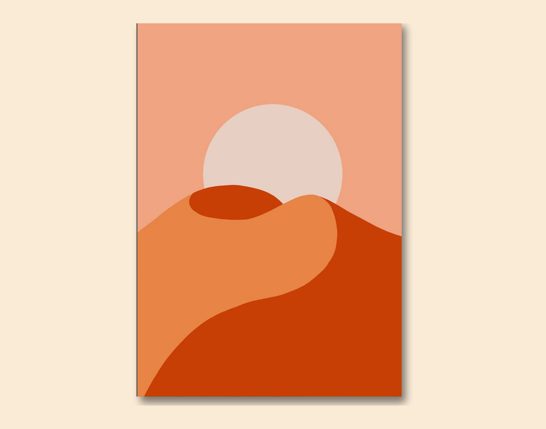 "Moon and Mountains: Day View"- Shiny & Sturdy Metallic Poster  Art That Pops & Sticks