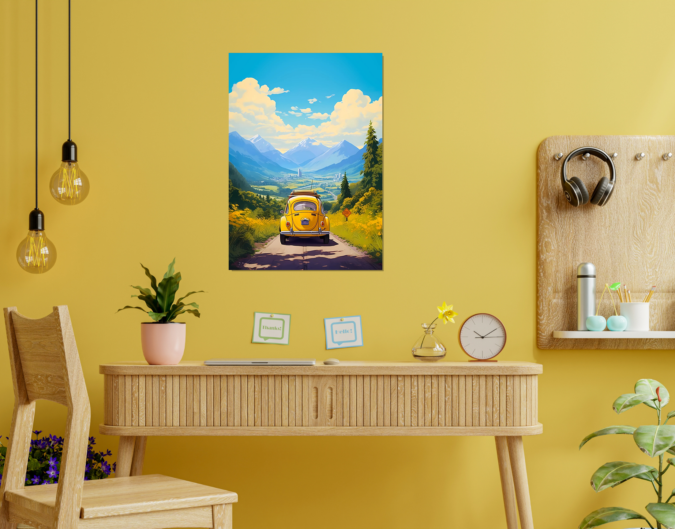 "Adventure Trip: Car Day Version"- Shiny & Sturdy Metallic Poster  Art That Pops & Sticks