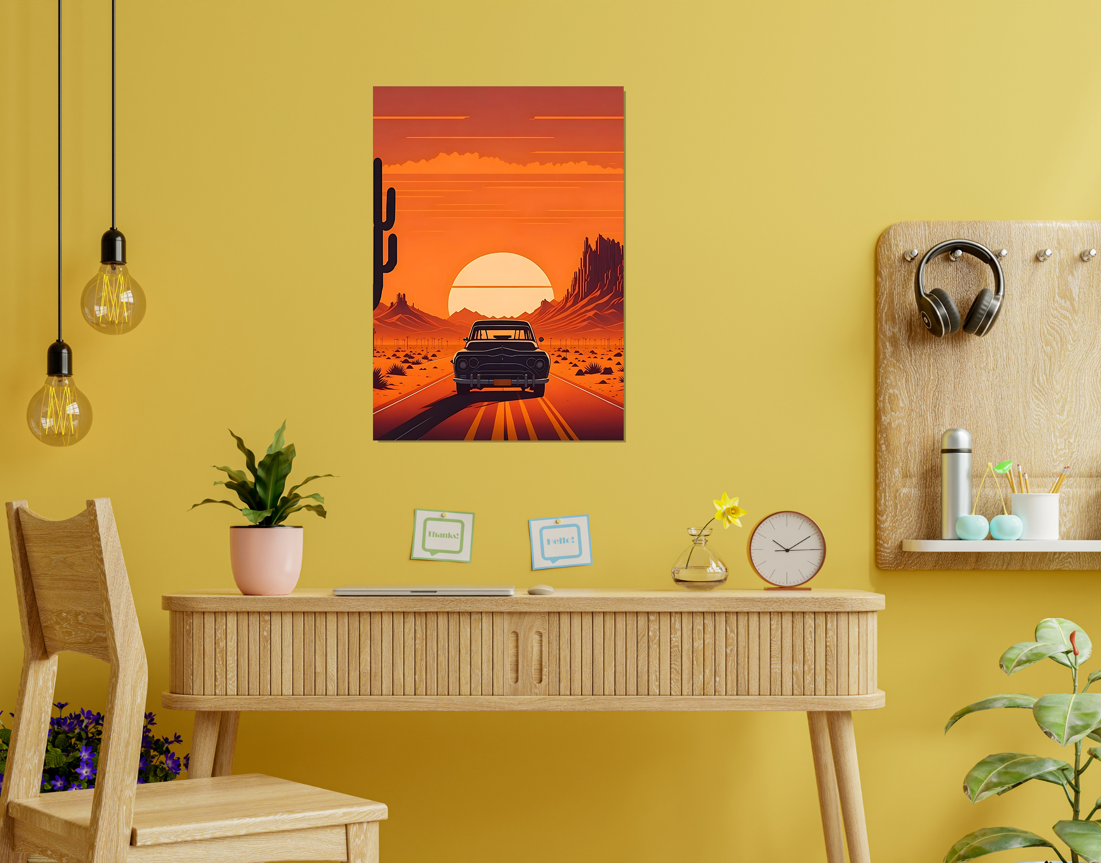 "Adventure Trip: Car Sunset Version"- Shiny & Sturdy Metallic Poster  Art That Pops & Sticks